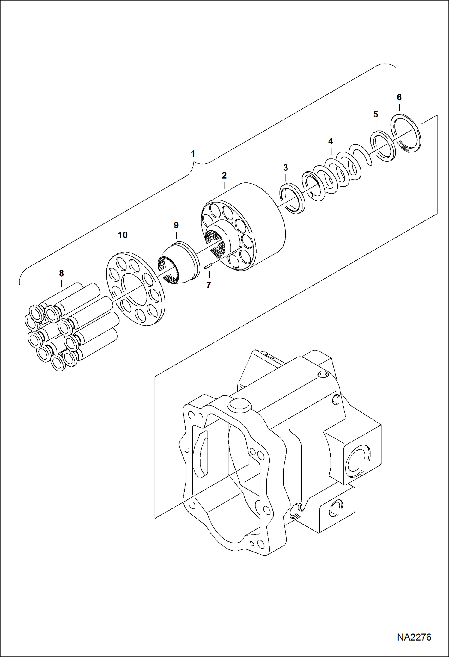 Схема запчастей Bobcat E32 - HYDRAULIC PISTON PUMP (Rotary Group) HYDRAULIC SYSTEM