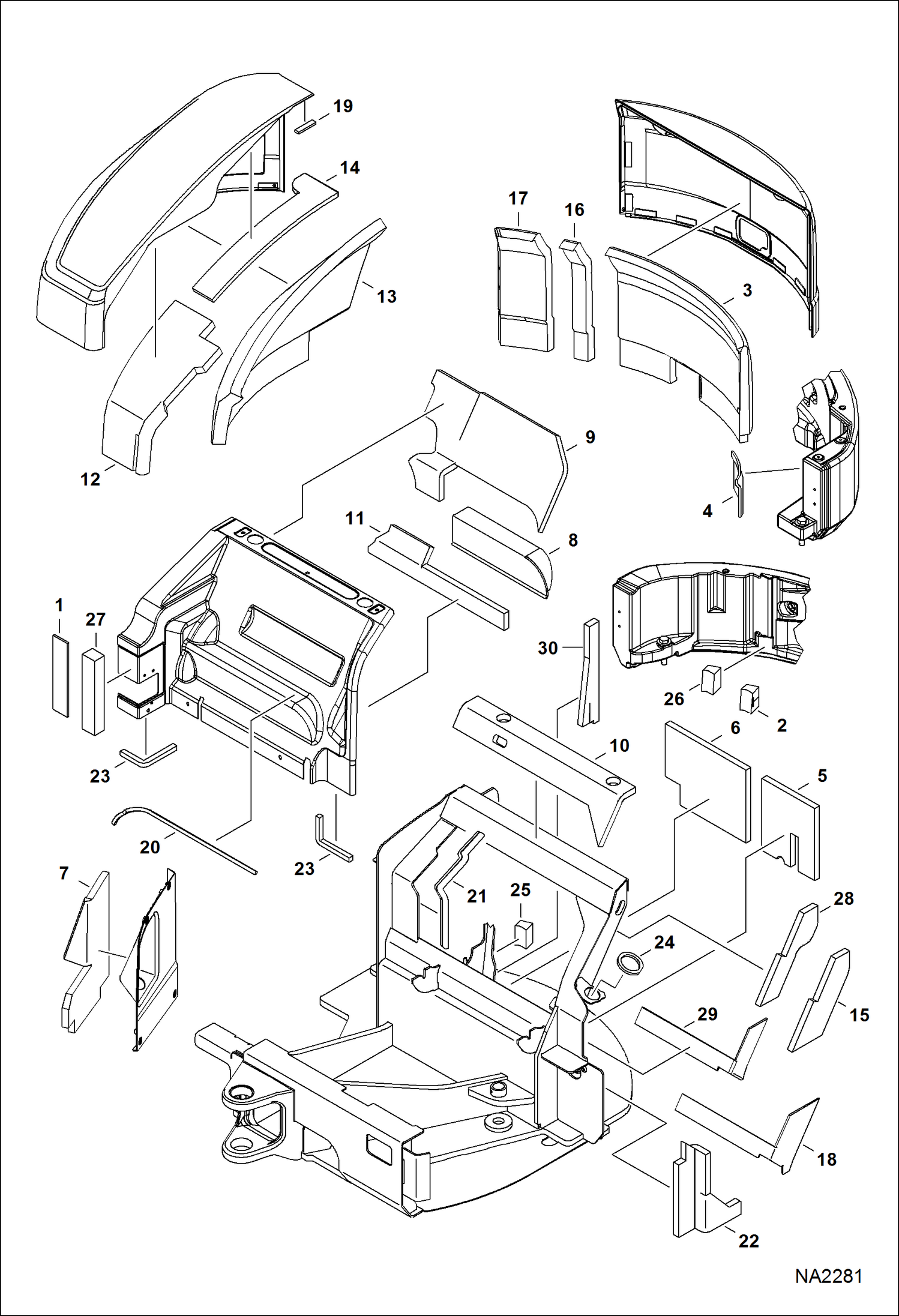 Схема запчастей Bobcat E32 - INSULATION (S/N A94H11001 - 16242, AC2N11001 & Above) MAIN FRAME