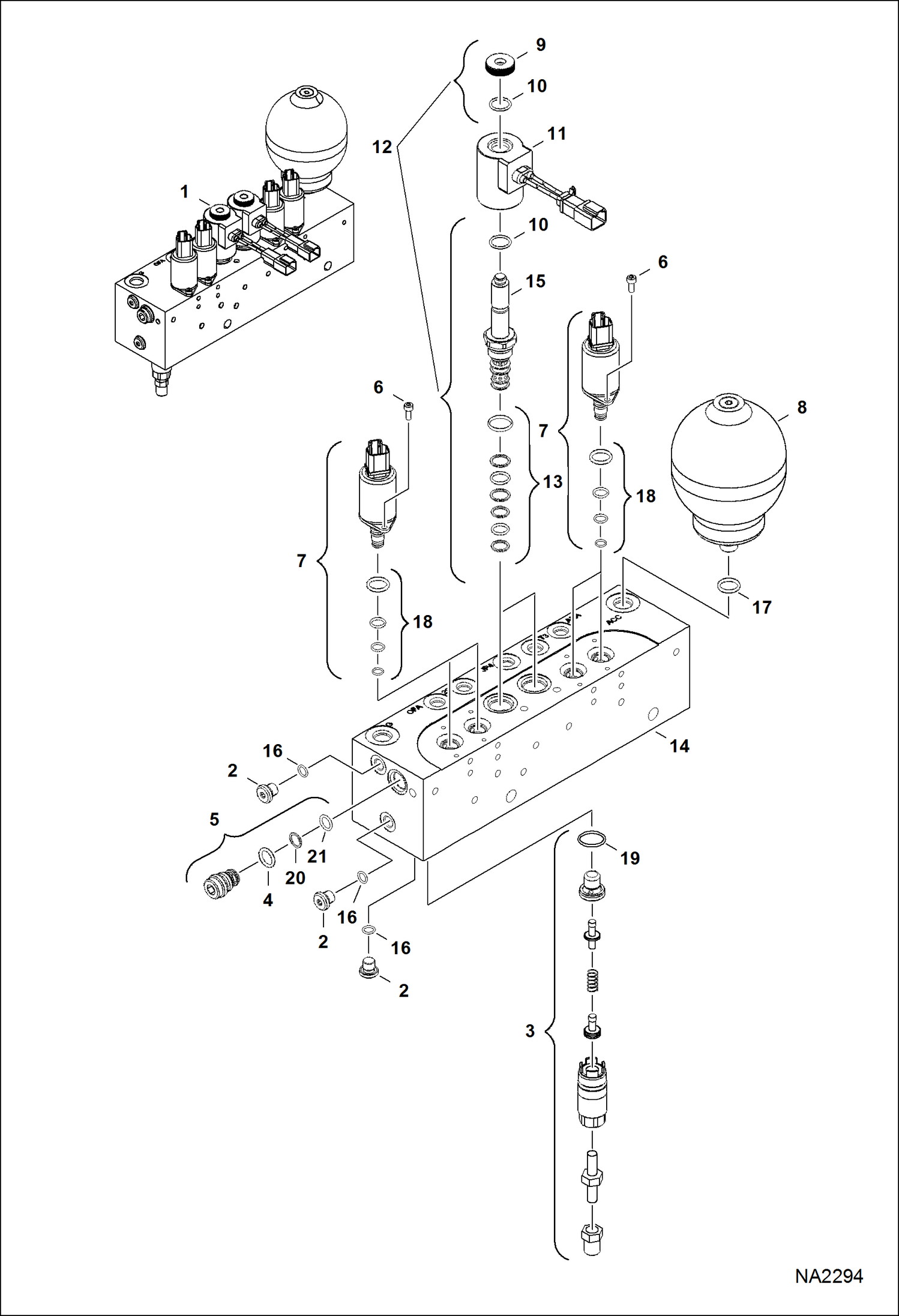 Схема запчастей Bobcat E32 - MANIFOLD ASSY HYDRAULIC SYSTEM