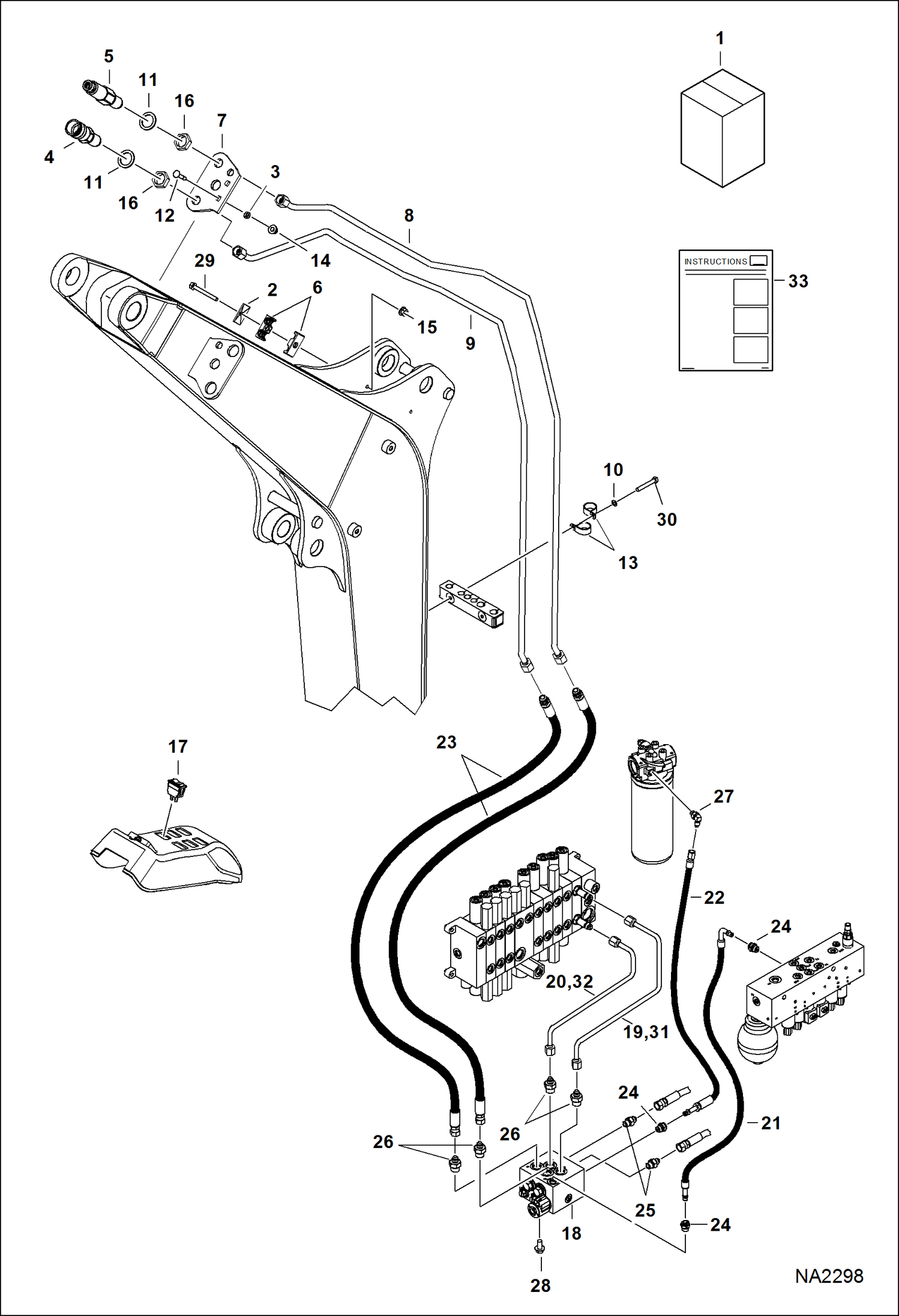 Схема запчастей Bobcat E32 - SECONDARY AUXILIARY KIT ACCESSORIES & OPTIONS