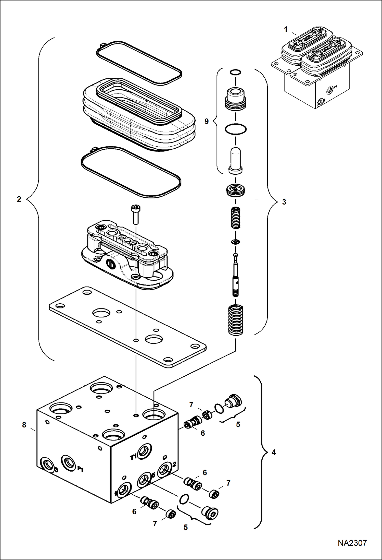 Схема запчастей Bobcat E32 - TRAVEL CONTROLLER (Dual Pedal Valve) HYDRAULIC SYSTEM