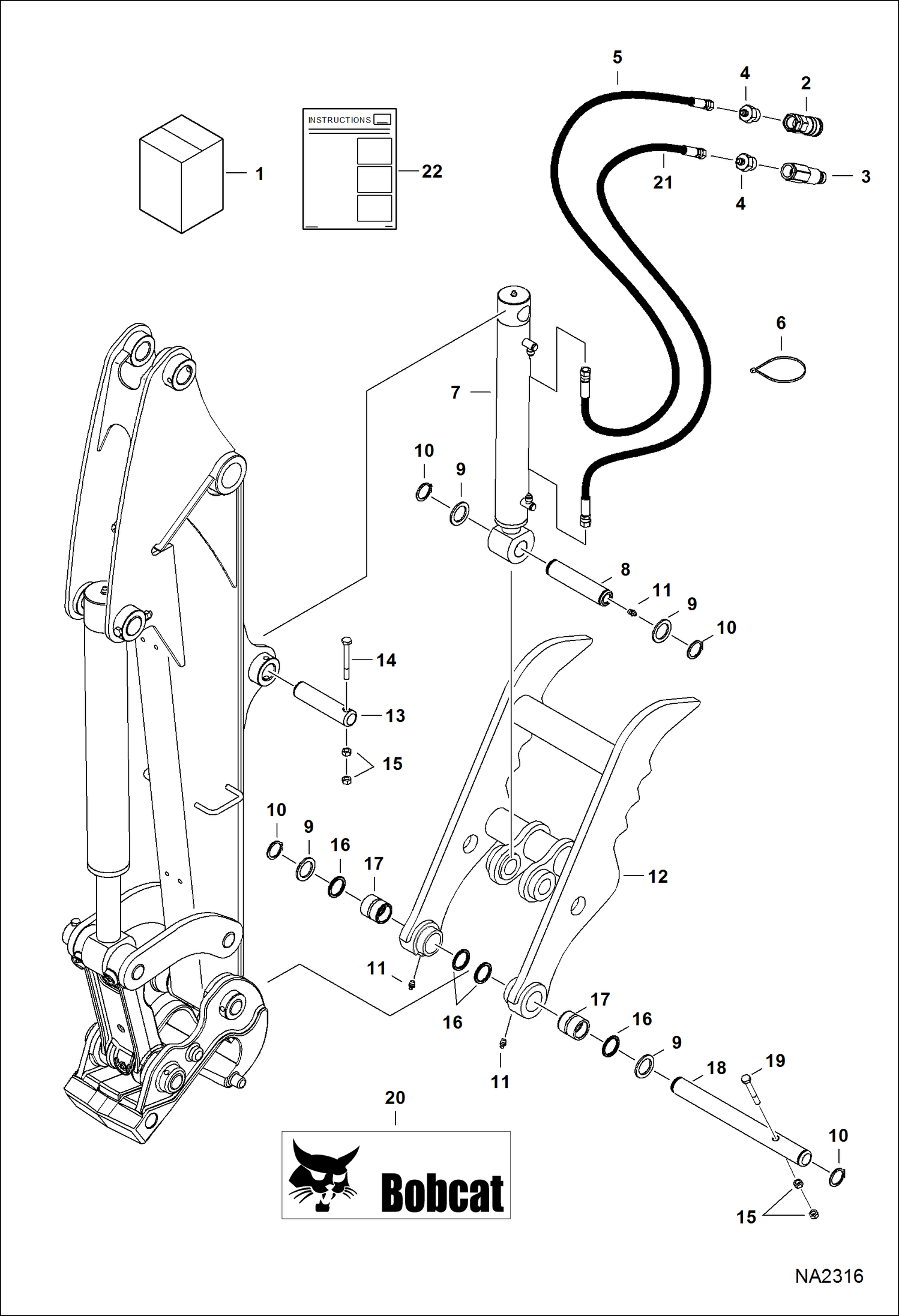 Схема запчастей Bobcat CLAMPS - CLAMP (Kit)(W/X-Change)(E32 & E35) (AFM1) Экскаваторы