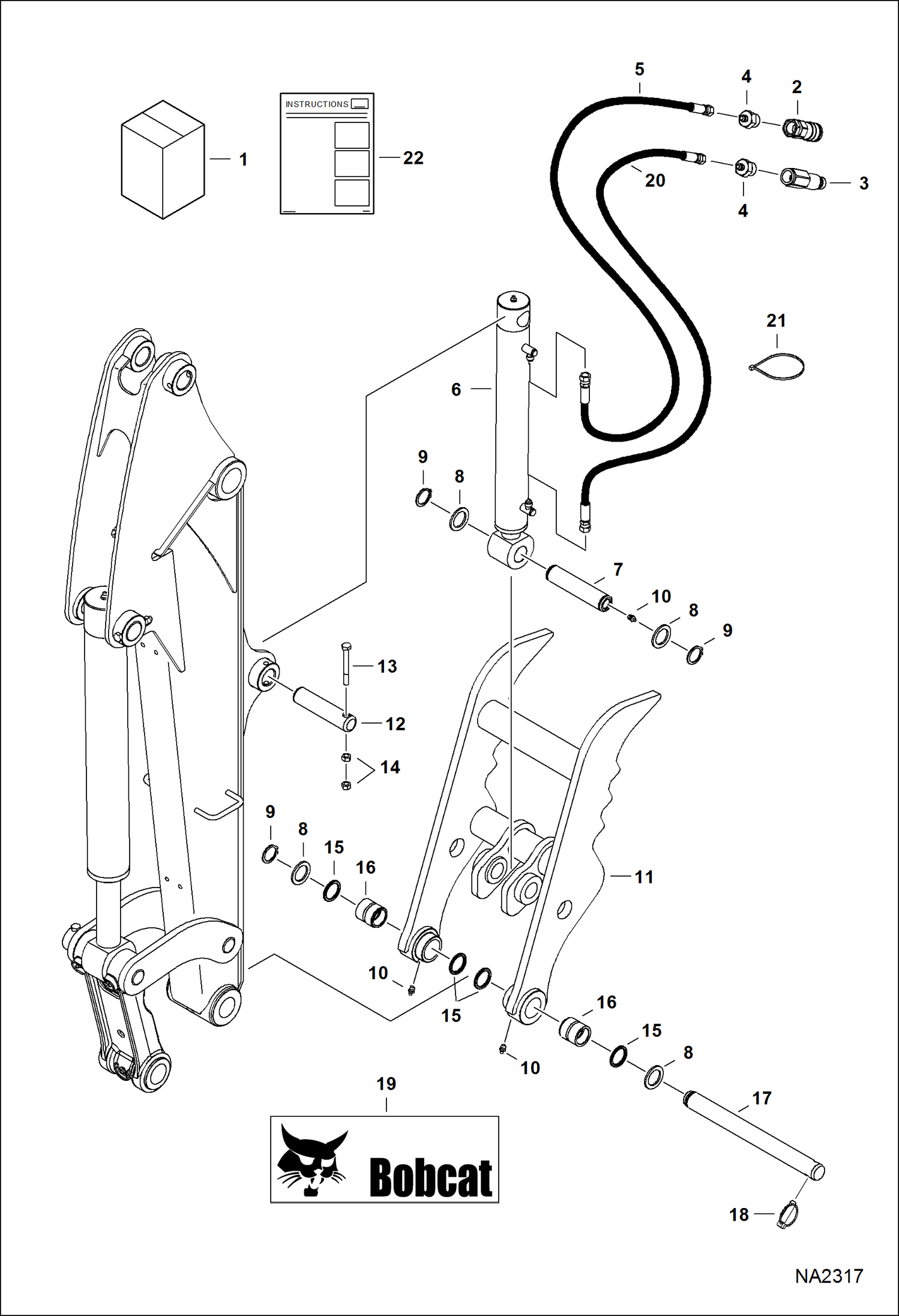 Схема запчастей Bobcat CLAMPS - CLAMP (Kit)(W/O X-Change)(E32 & E35) (AFM1) Экскаваторы