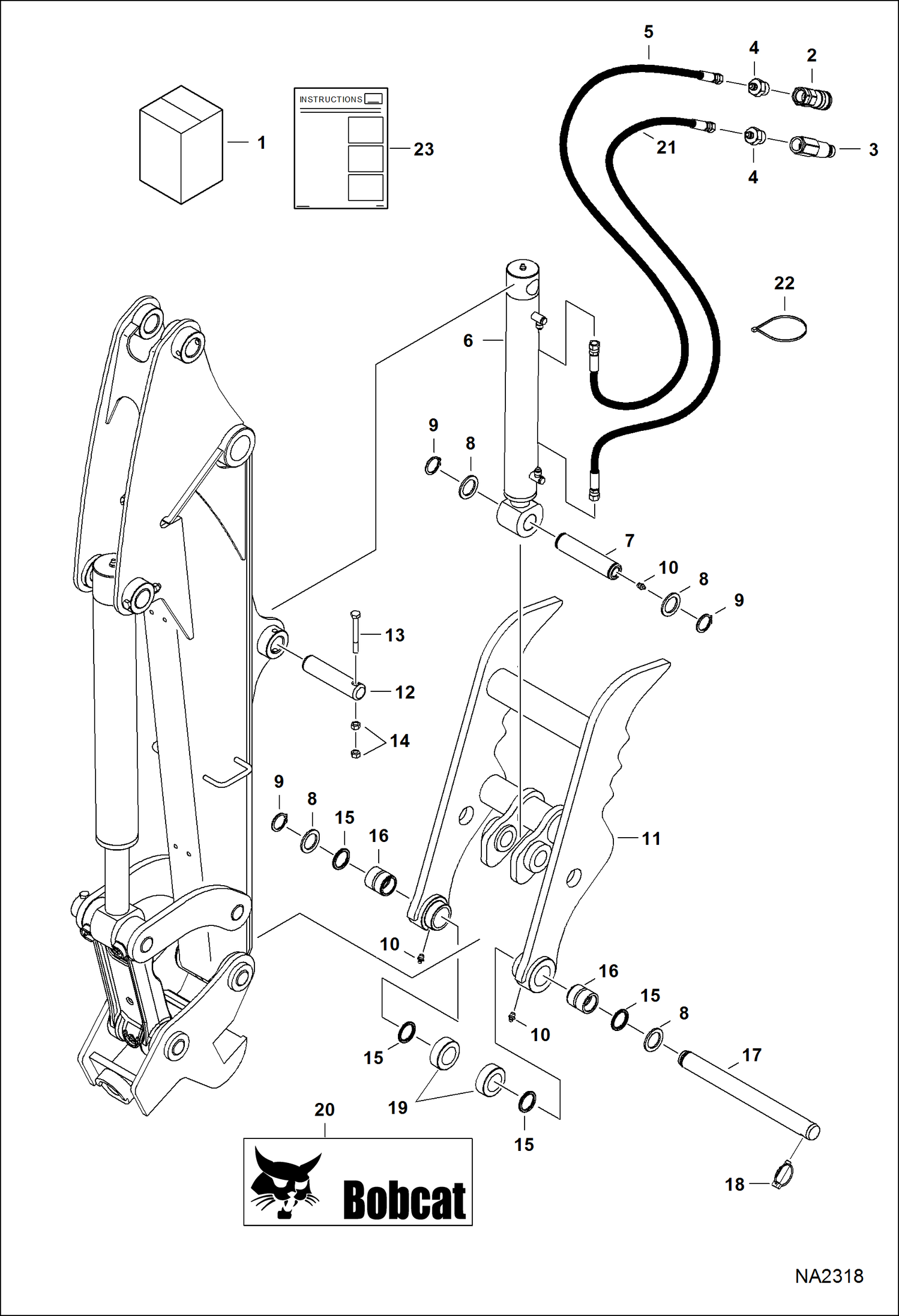 Схема запчастей Bobcat CLAMPS - CLAMP (Kit)(W/Tag Bucket)(E32 & E35) (AFM1) Экскаваторы