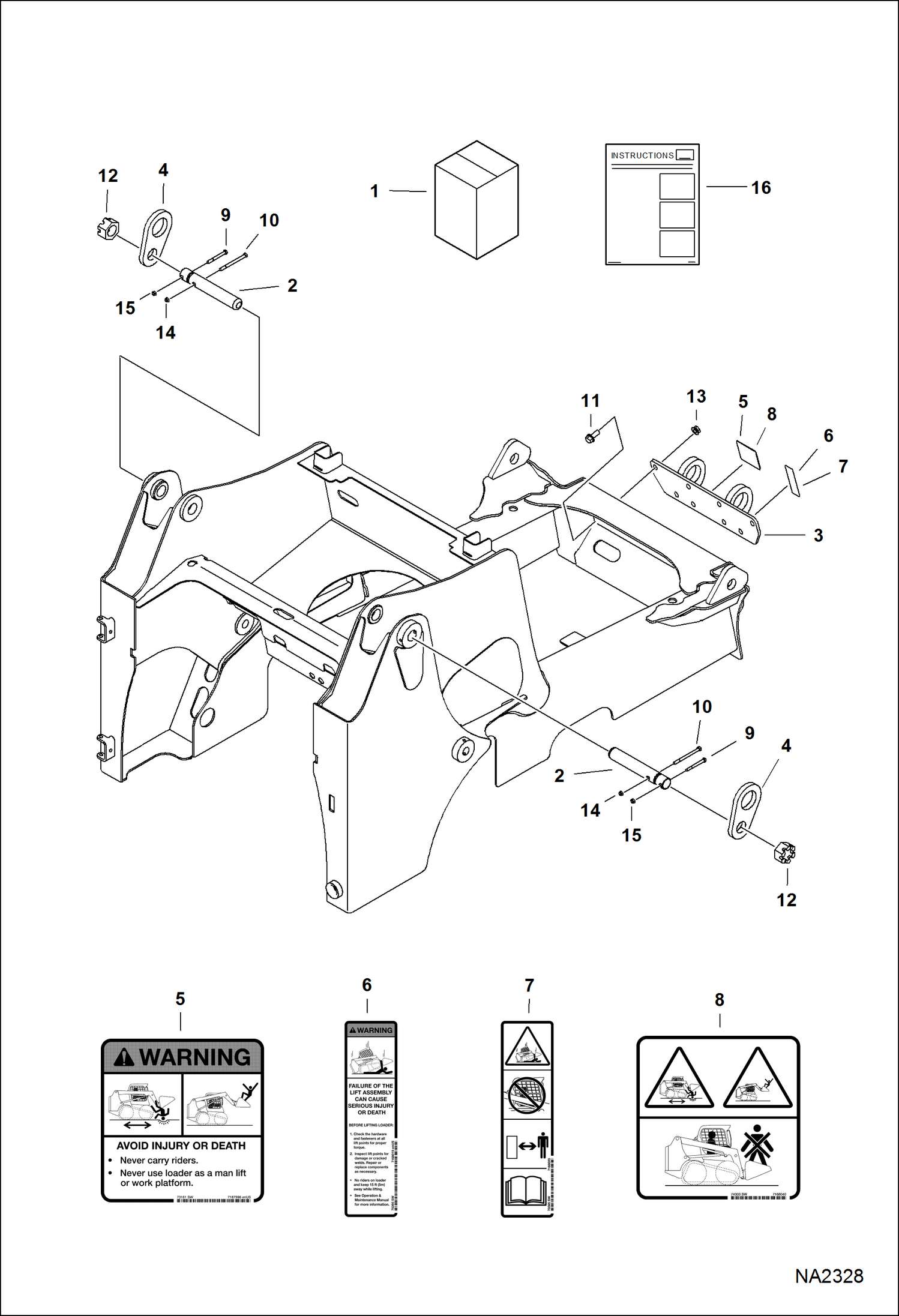 Схема запчастей Bobcat S-Series - LIFT KIT (Four Point) ACCESSORIES & OPTIONS