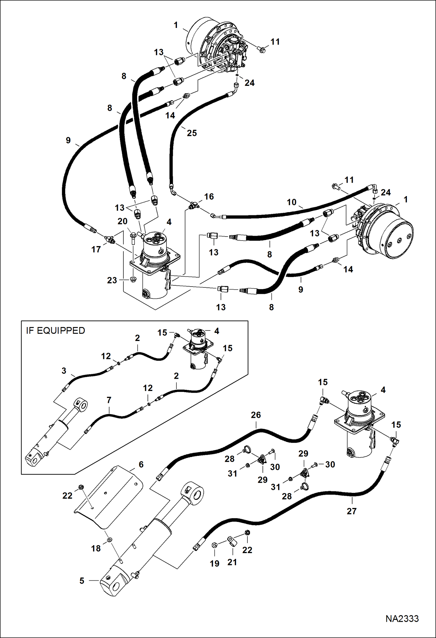 Схема запчастей Bobcat E35 - HYDRAULIC CIRCUITRY (Lower)(W/O Angle Blade) HYDRAULIC SYSTEM