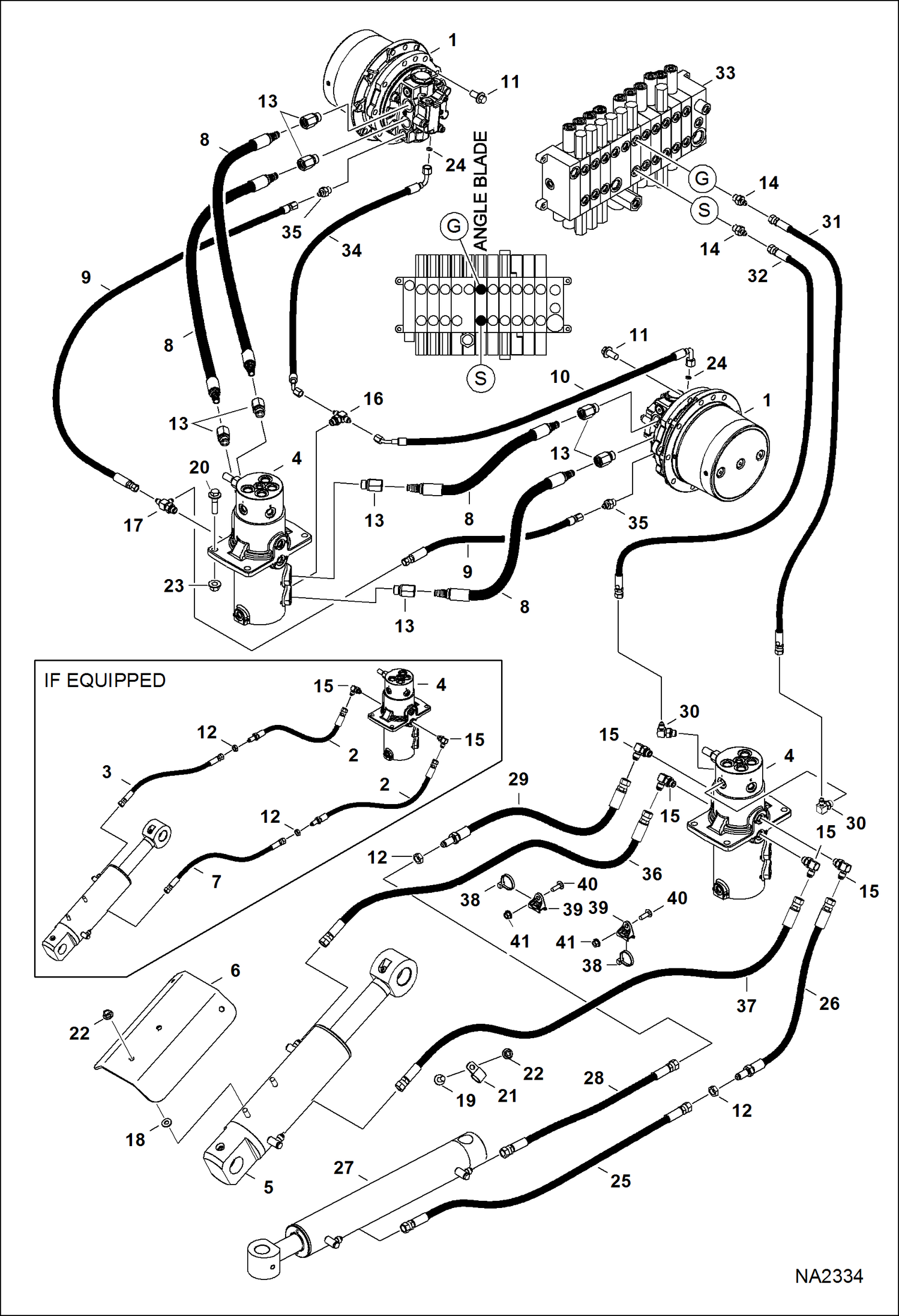 Схема запчастей Bobcat E35 - HYDRAULIC CIRCUITRY (Lower)(W/ Angle Blade) HYDRAULIC SYSTEM