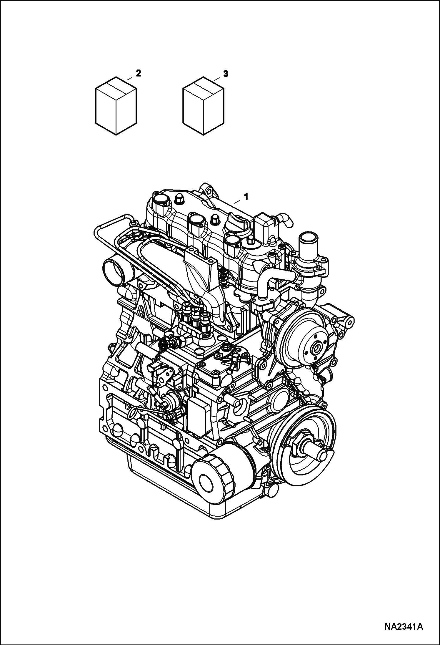 Схема запчастей Bobcat 328 - ENGINE ASSEMBLY (Kubota - D1703-E2B - Tier II) REPLACEMENT ENGINE