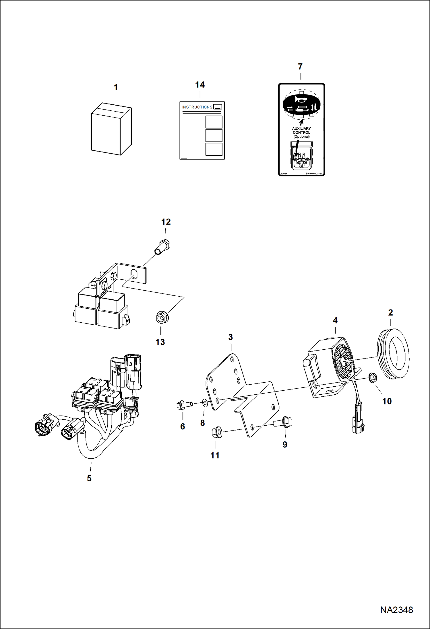 Схема запчастей Bobcat A-Series - HORN KIT (SJC) (S/N A5GW20001 & Above, A5GY20001 & Above) ACCESSORIES & OPTIONS