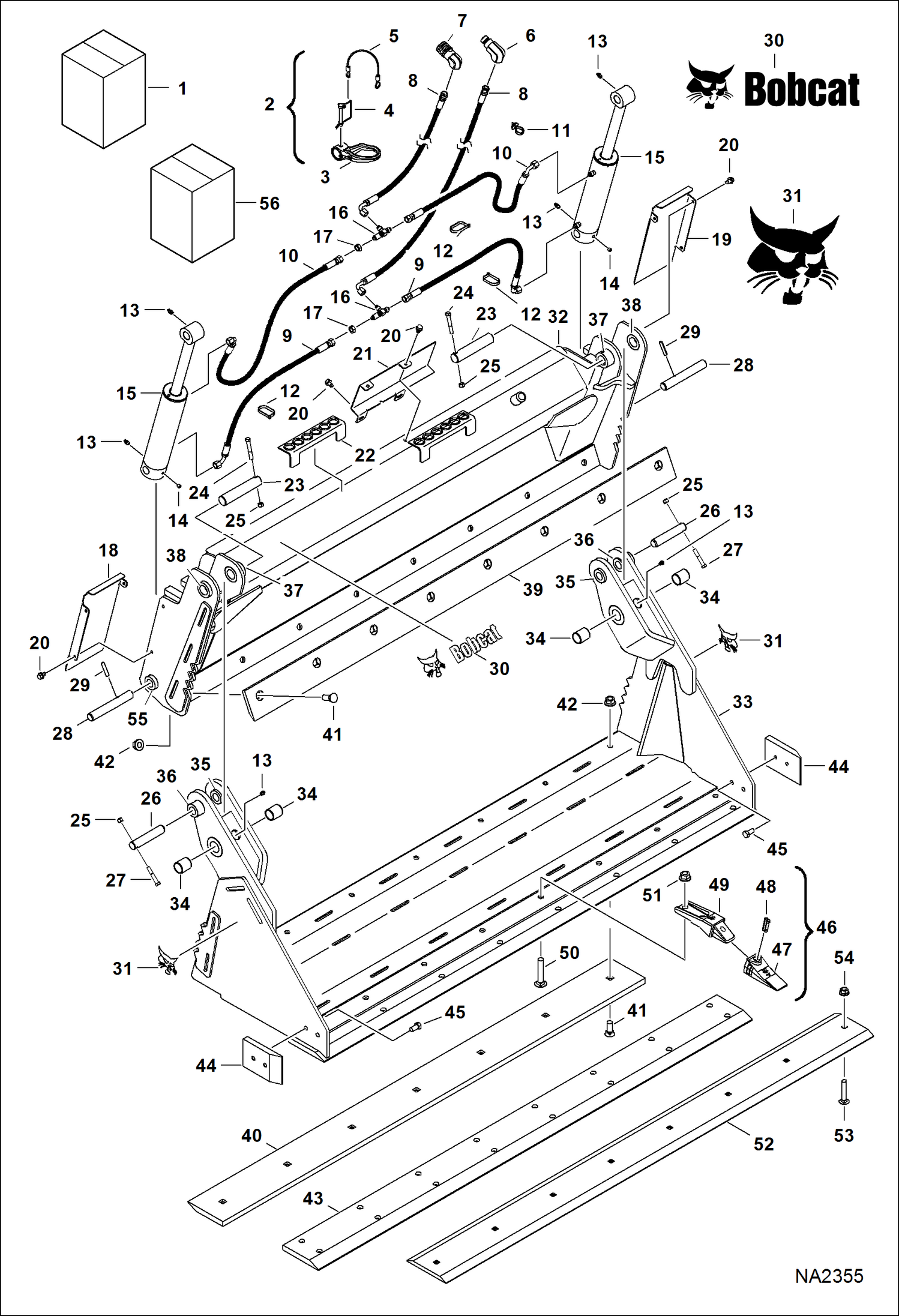 Схема запчастей Bobcat COMBINATION BUCKET - COMBINATION BUCKET 62 (AEMY) 68 (AEMZ) 74 (AENO) 80 (AEN1) 84 (AEN2) Loader