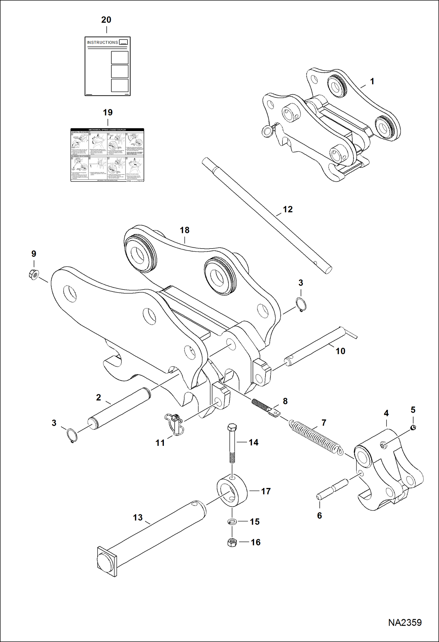 Схема запчастей Bobcat COUPLERS - COUPLER KIT (Werk-Brau) E80 Экскаваторы