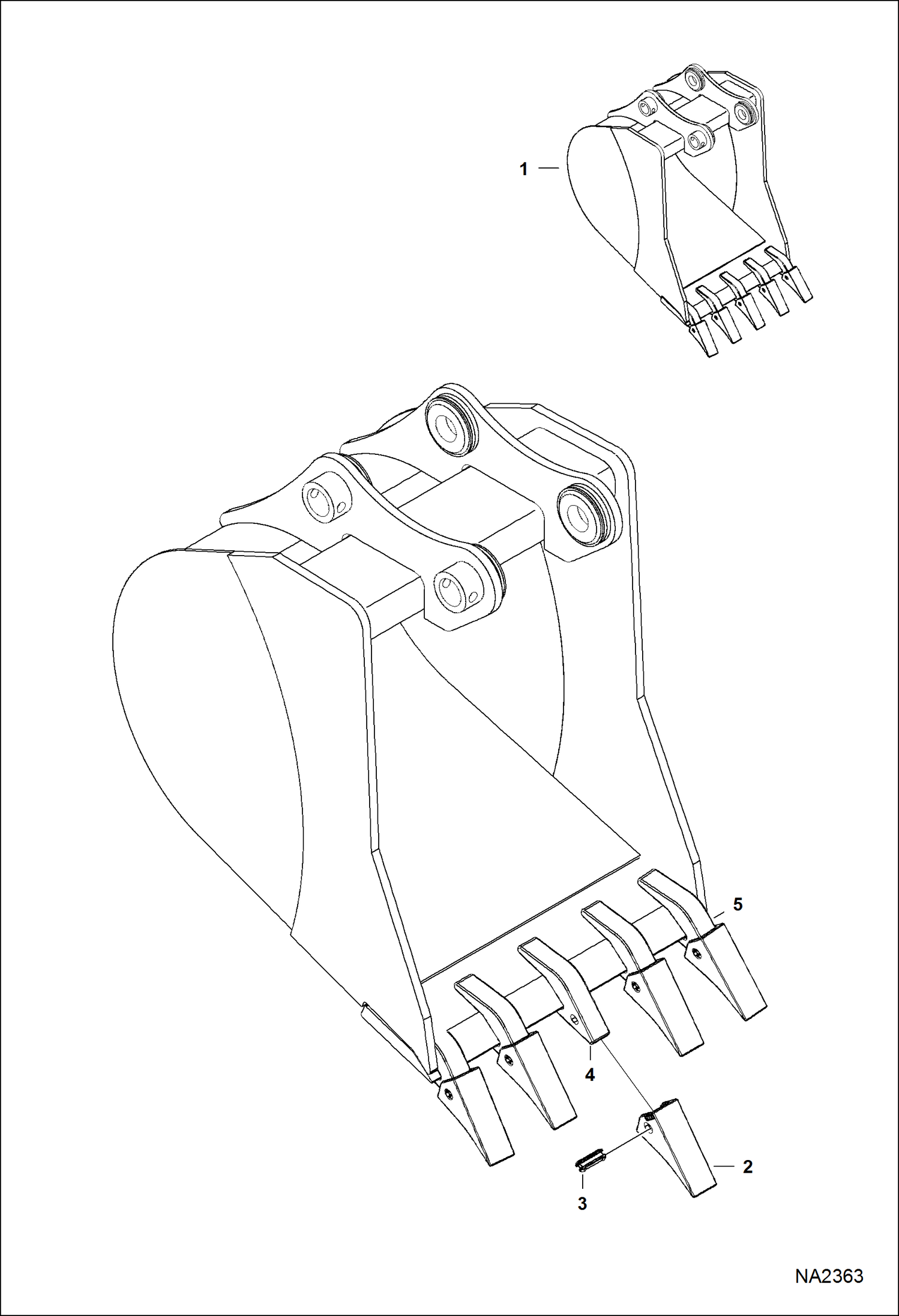 Схема запчастей Bobcat BUCKETS - BUCKET (24 Trenching) (E80) (Werk-Brau) Экскаваторы