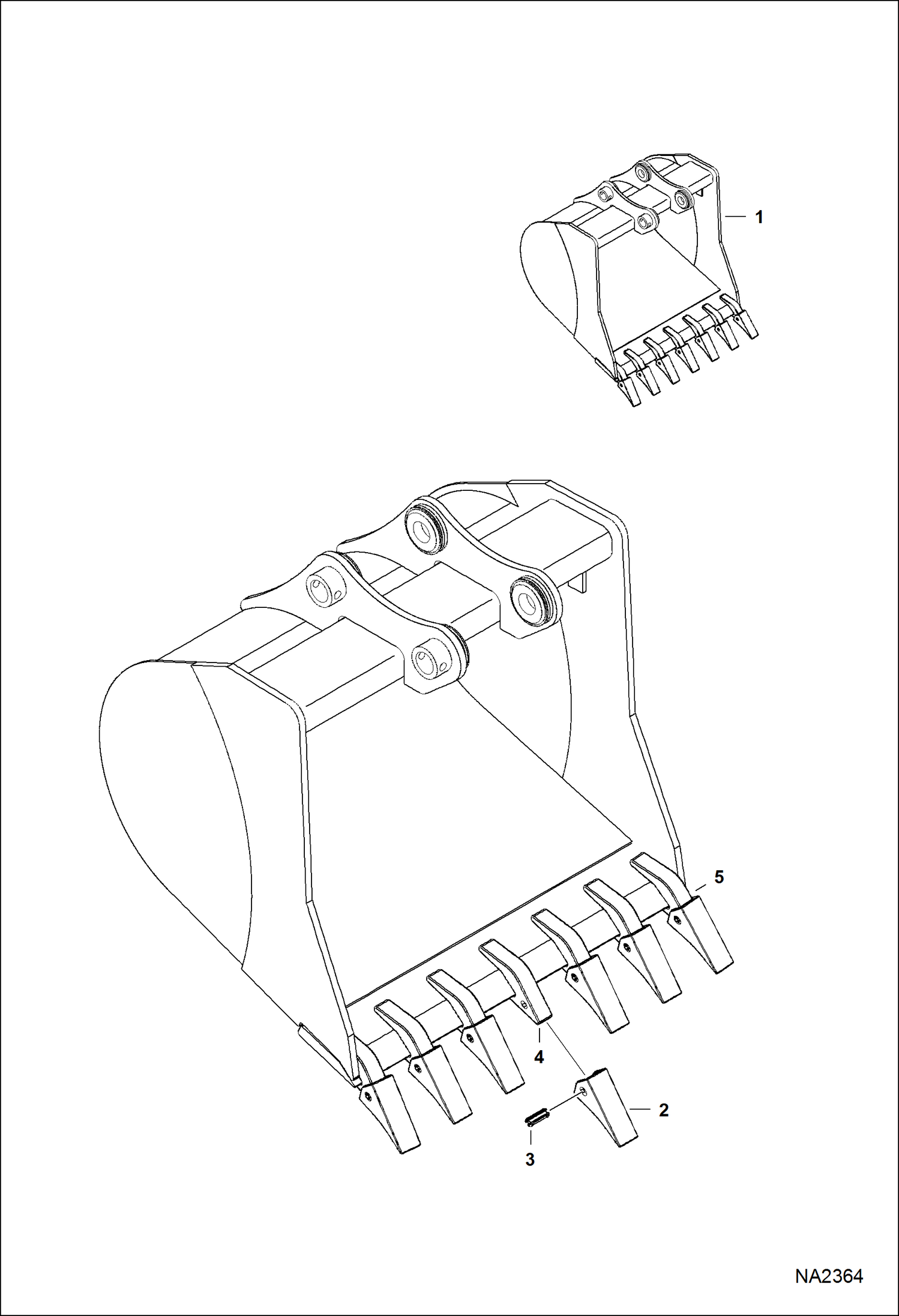 Схема запчастей Bobcat BUCKETS - BUCKET (36 Trenching) (E80) (Werk-Brau) Экскаваторы