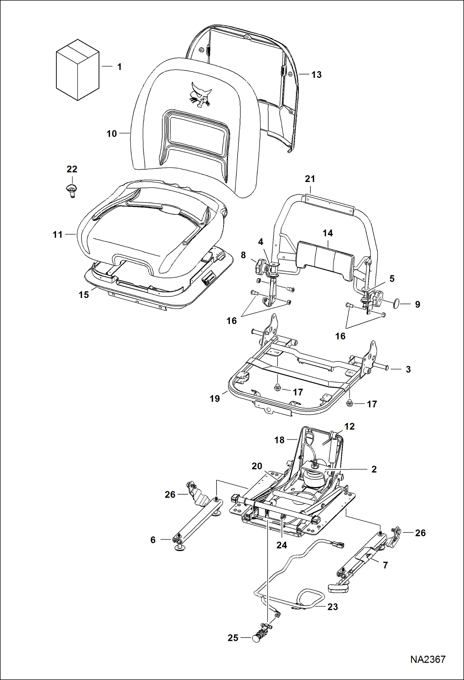 Схема запчастей Bobcat A-Series - SEAT (Suspension - Air) ACCESSORIES & OPTIONS