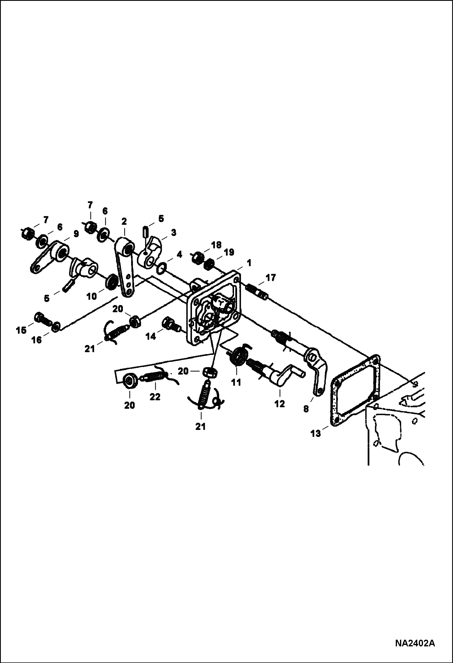 Схема запчастей Bobcat 500s - SPEED CONTROL PLATE Kubota D1105 Tier II - S/N 5280, 5281, 5391 & 5394 (1st 4 Digits) POWER UNIT