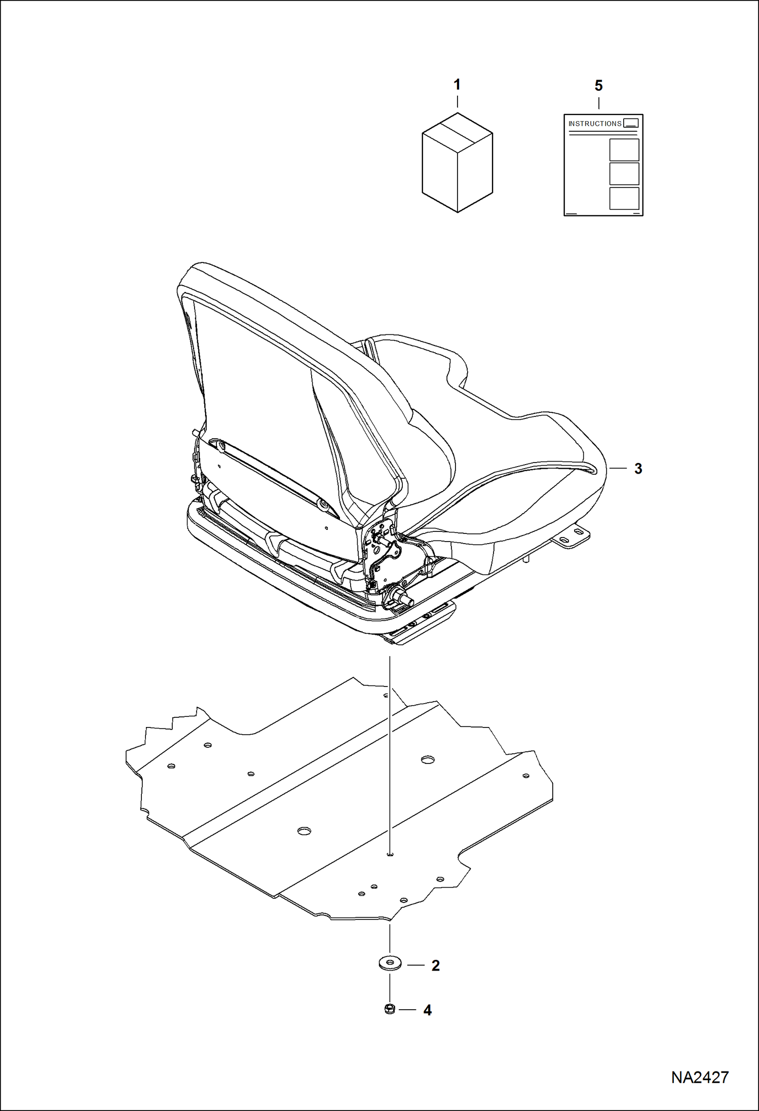 Схема запчастей Bobcat A-Series - SEAT KIT - 80 mm (Suspension) (Air) ACCESSORIES & OPTIONS