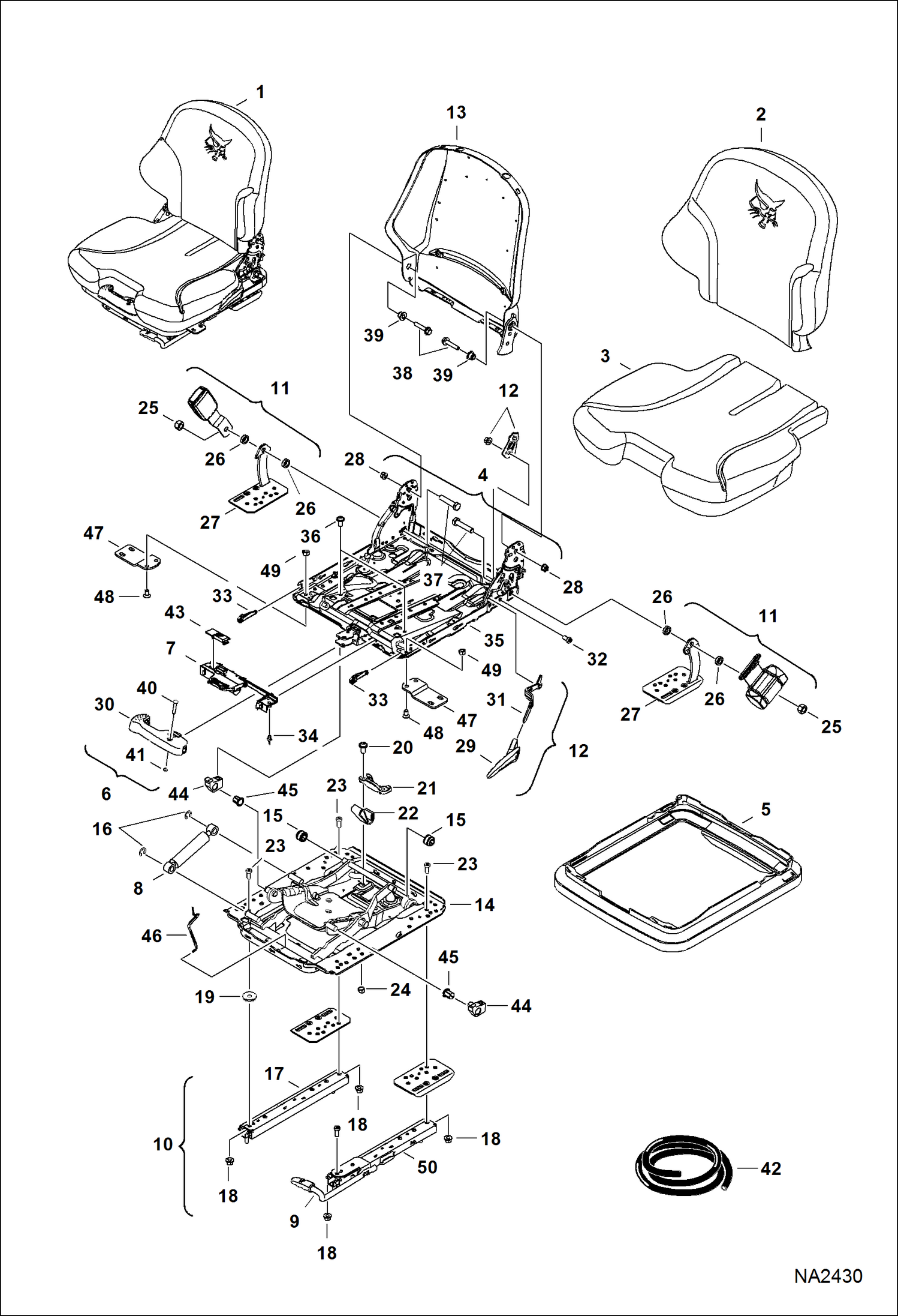 Схема запчастей Bobcat A-Series - SEAT - 80 mm (Suspension) ACCESSORIES & OPTIONS