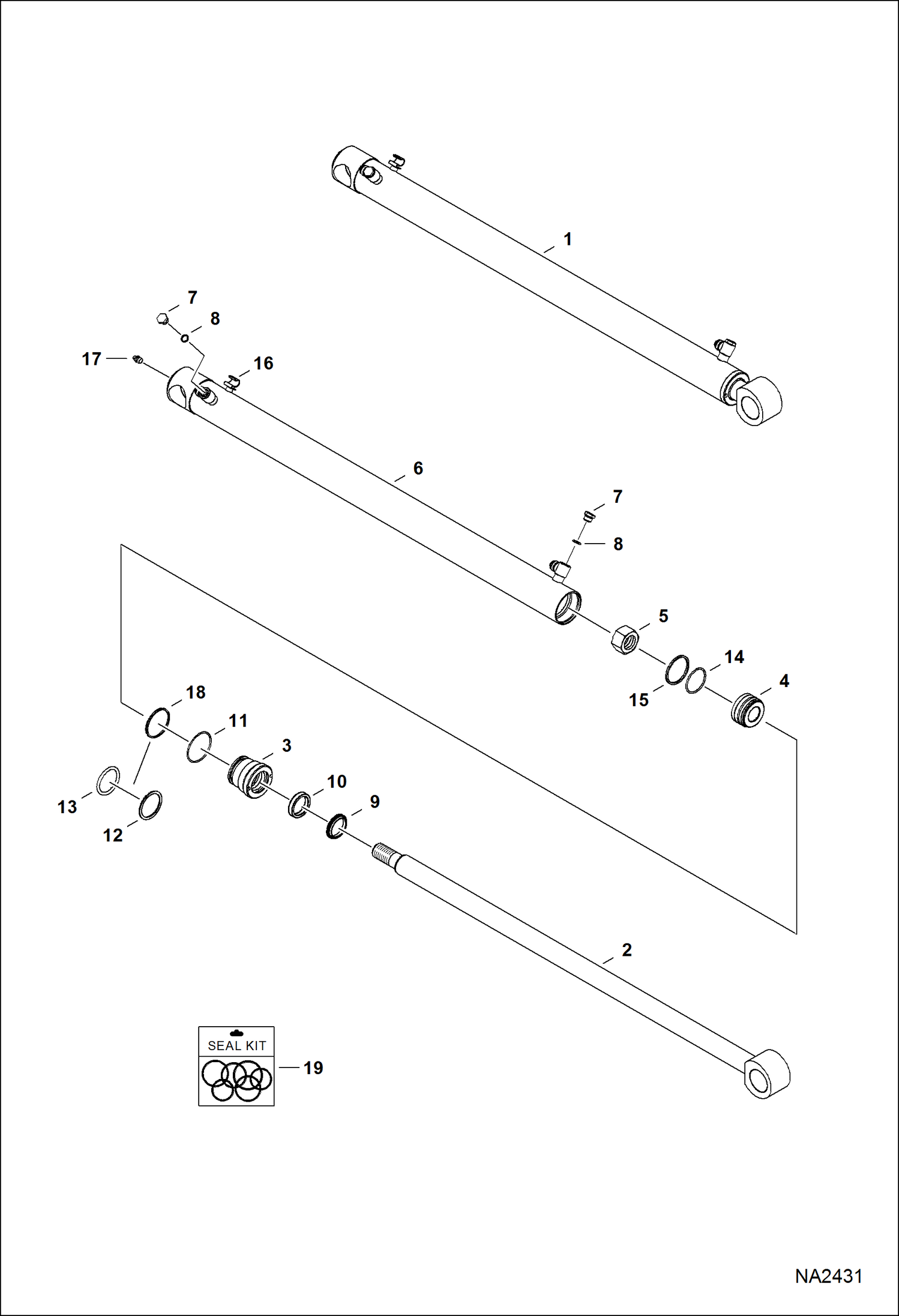 Схема запчастей Bobcat 331 - EXTENDABLE ARM CYLINDER (S/N 517711001 & Above) HYDRAULIC SYSTEM