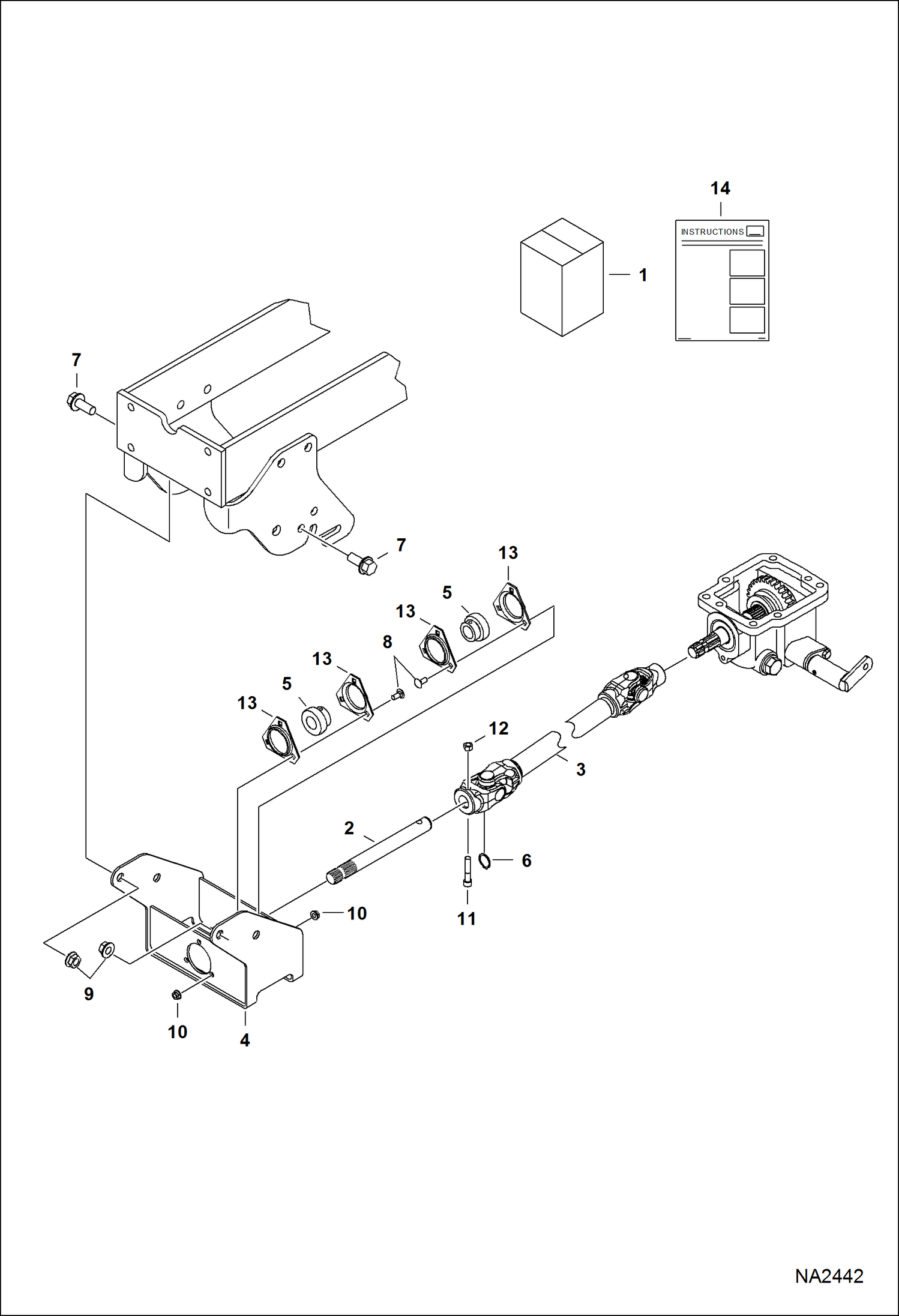 Схема запчастей Bobcat SNOWBLOWER - SNOWBLOWER (PTO Kit) (FCTSB49 AHN9) (FCTSB62 A5E0) Компактные тракторы