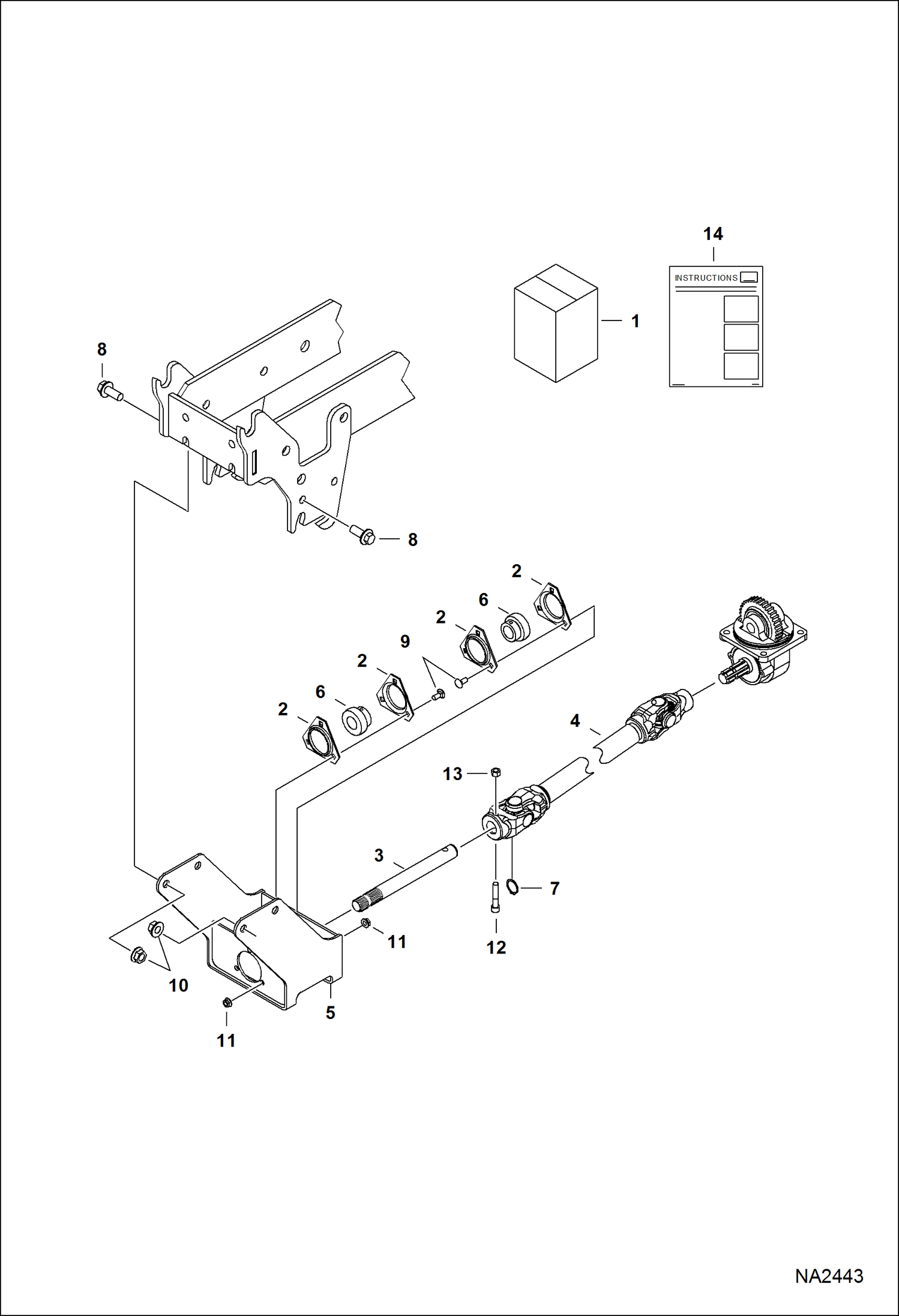 Схема запчастей Bobcat SNOWBLOWER - SNOWBLOWER (PTO Kit) (FCTSB49 AHN9) (FCTSB62 A5E0) (FCTSB72 AJGY) Компактные тракторы