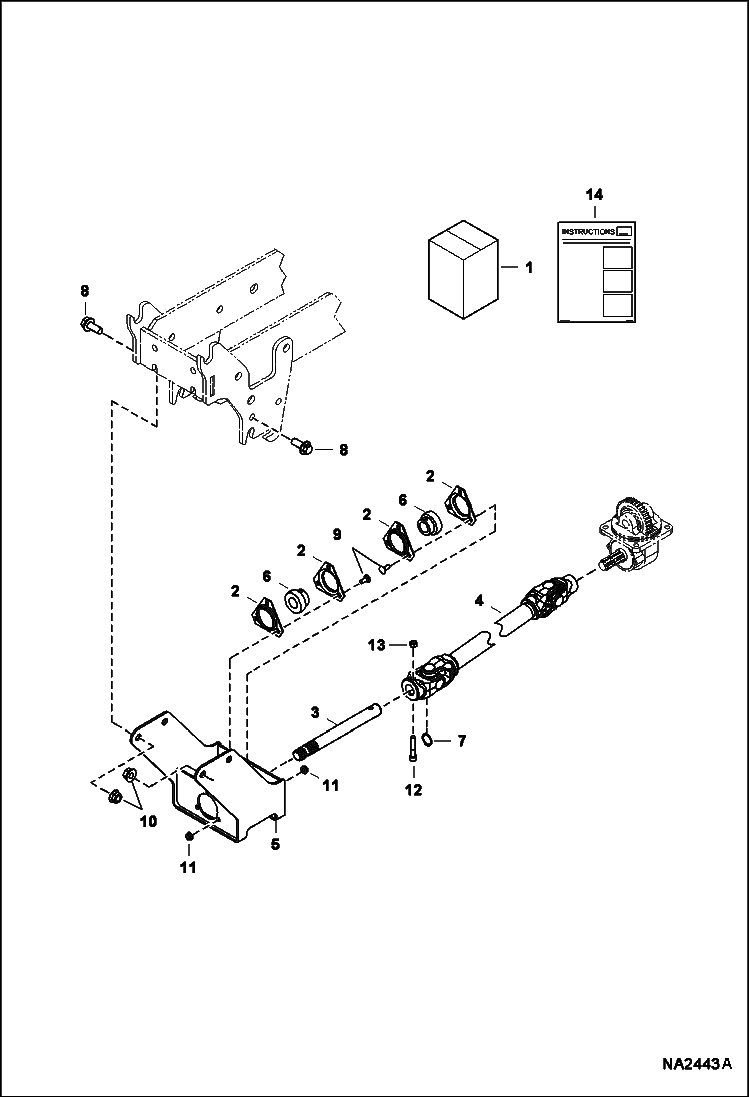 Схема запчастей Bobcat ANGLE BROOM - ANGLE BROOM (PTO Kit) (54 AT34) (70 AT33) Компактные тракторы