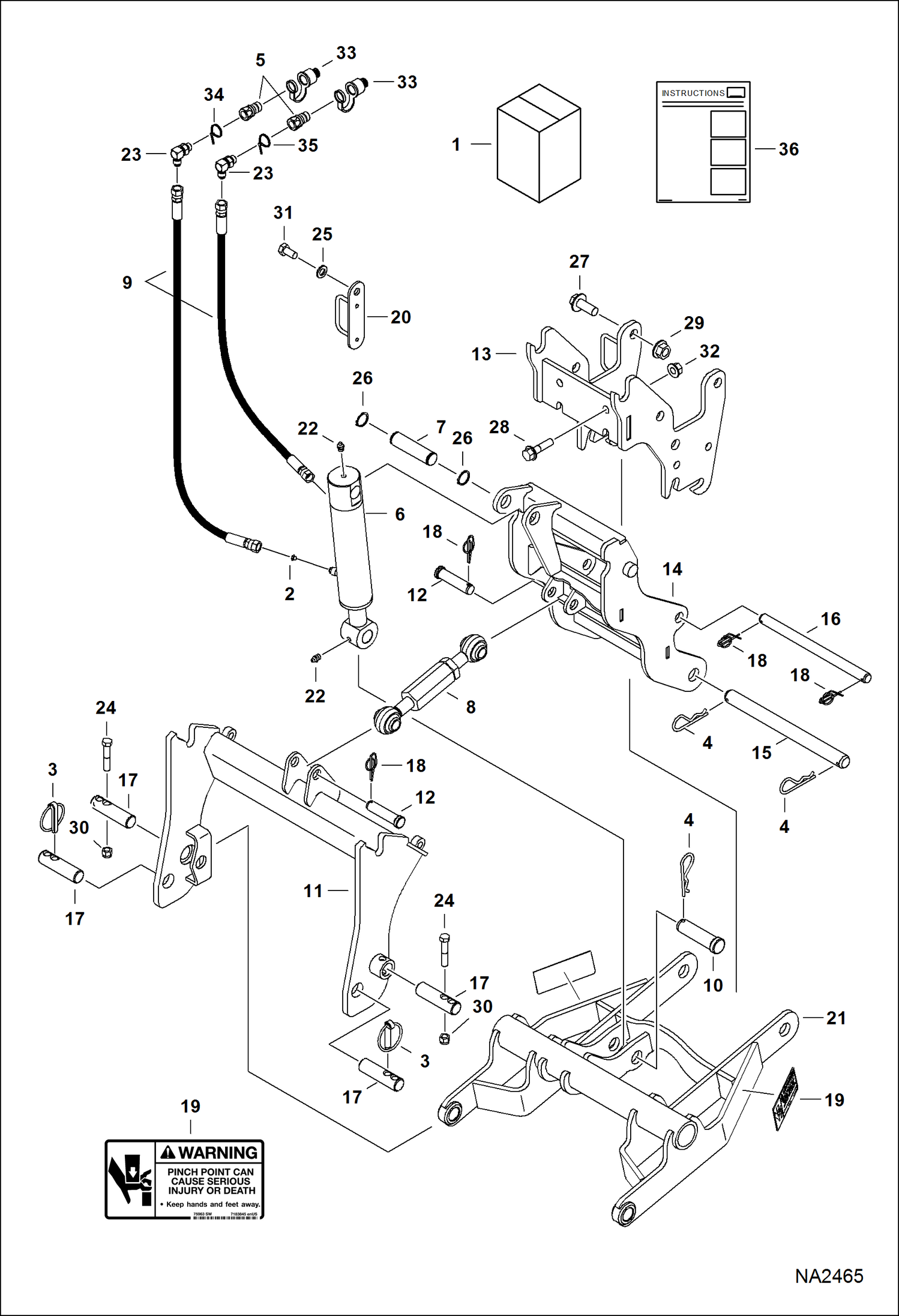 Схема запчастей Bobcat SNOWBLOWER - SNOWBLOWER (Front Mount Lift Kit) (FCTSB49 AHN9) (FCTSB62 A5E0) Компактные тракторы