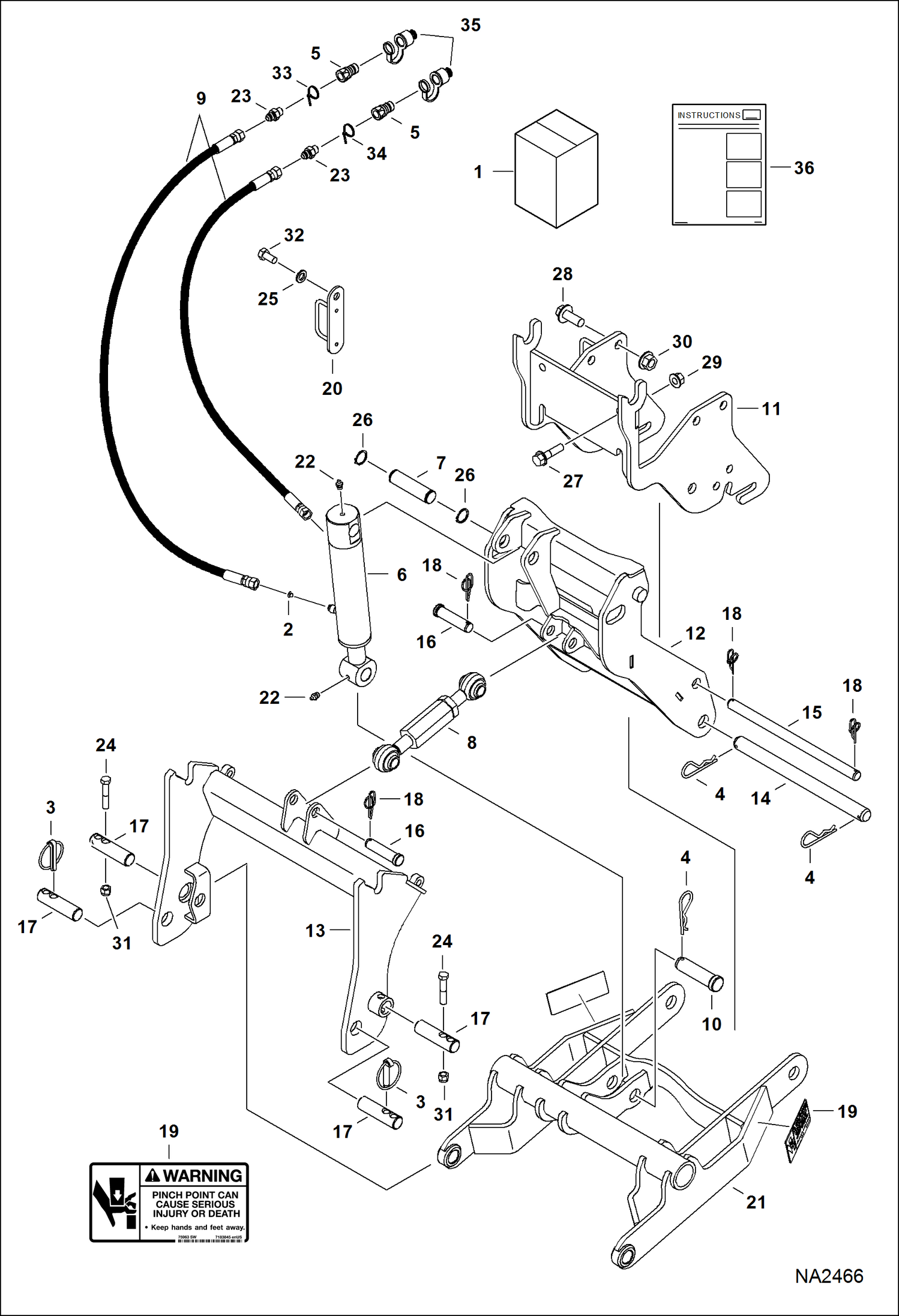 Схема запчастей Bobcat SNOWBLOWER - SNOWBLOWER (Front Mount Lift Kit) (FCTSB49 AHN9) (FCTSB62 A5E0) (FCTSB72 AJGY) Компактные тракторы