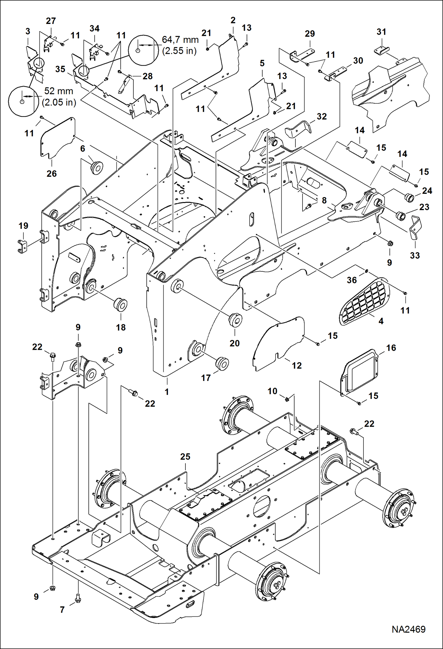 Схема запчастей Bobcat S-Series - MAIN FRAME (S/N ACS711001 - 11987, ACSL11001 - 11593) MAIN FRAME