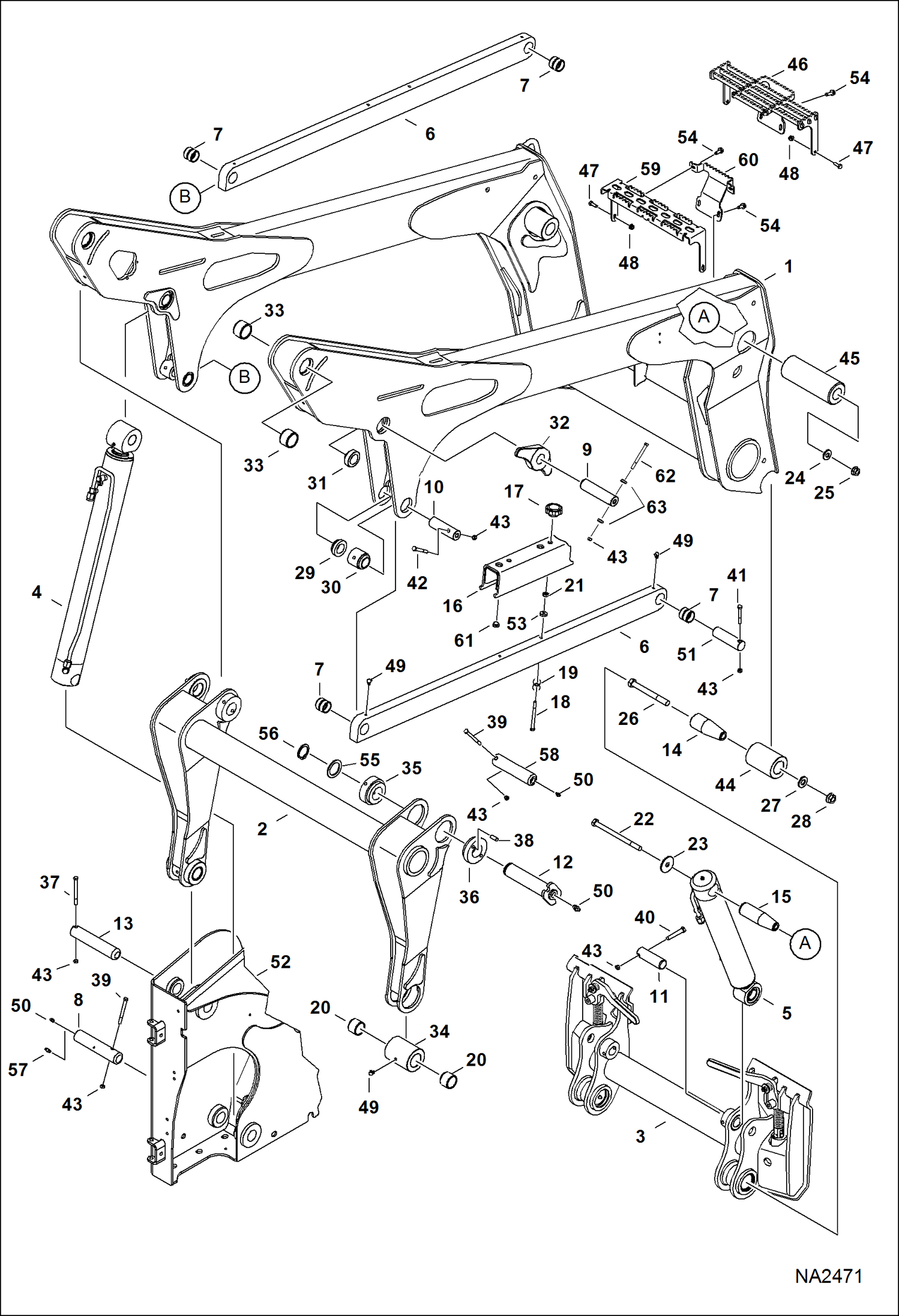 Схема запчастей Bobcat S-Series - LIFT ARM & BOB-TACH MAIN FRAME