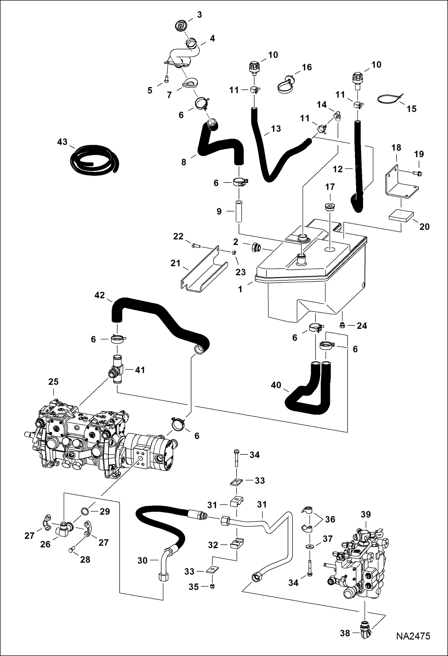 Схема запчастей Bobcat T-Series - HYDROSTATIC CIRCUITRY (Selectable Joystick Controls) HYDROSTATIC SYSTEM