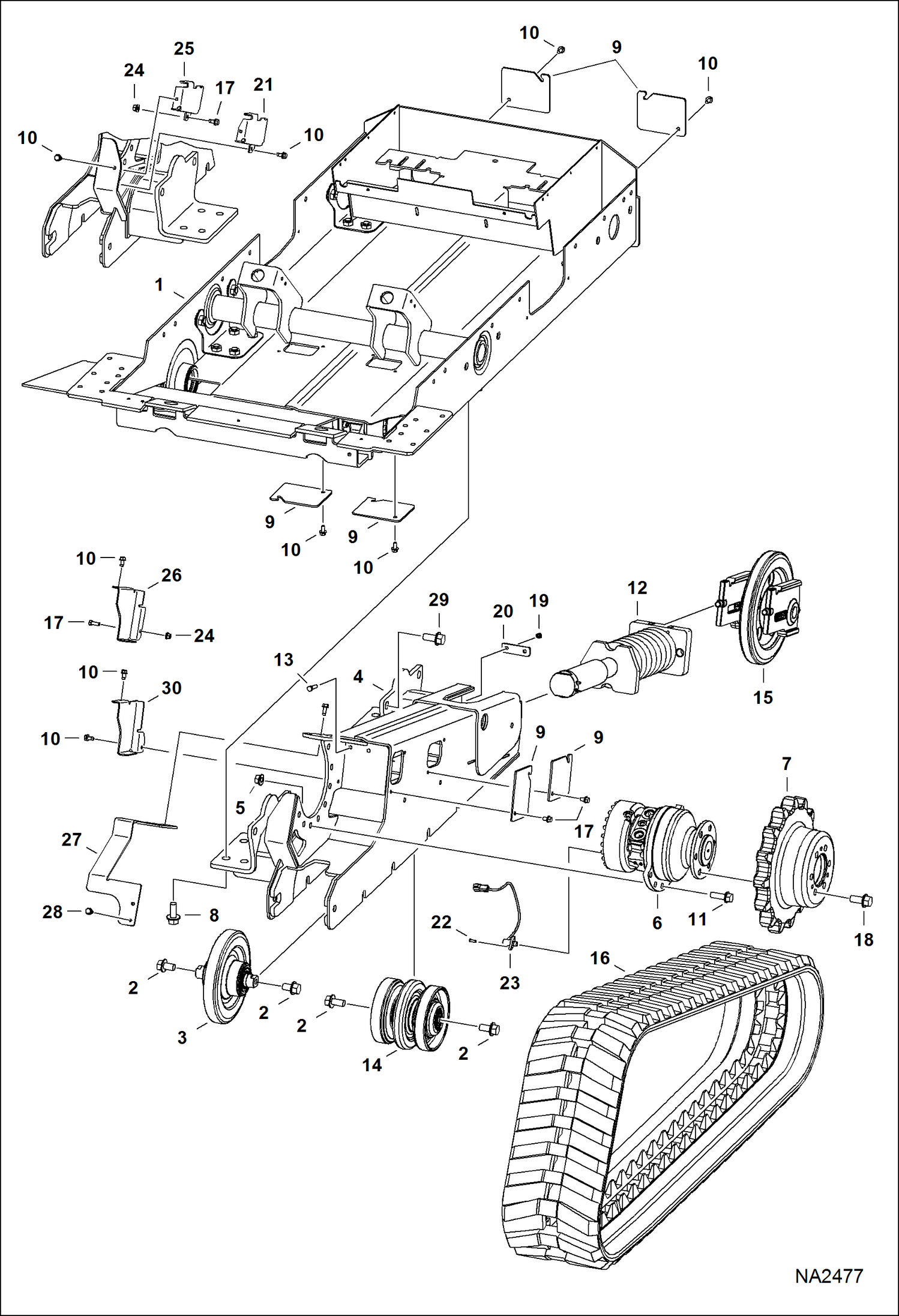 Схема запчастей Bobcat T-Series - DRIVE TRAIN (Solid Mounted Undercarriage) (S/N A3LL11001 - 35032) DRIVE TRAIN