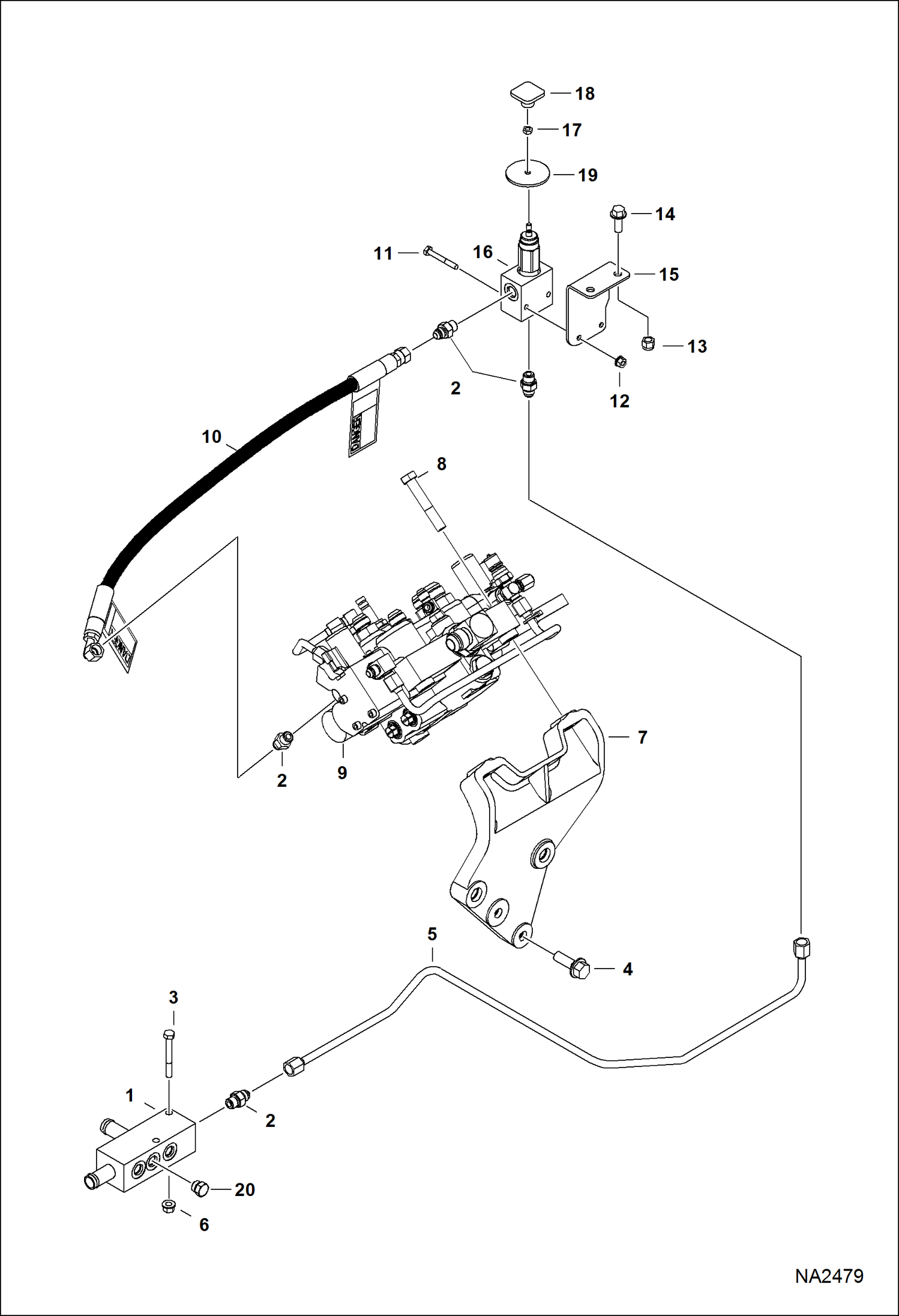 Схема запчастей Bobcat S-Series - MANUAL LIFT RELEASE SYSTEM (S/N ACS711001 - 11987, ACSL11001 - 11593) HYDRAULIC SYSTEM