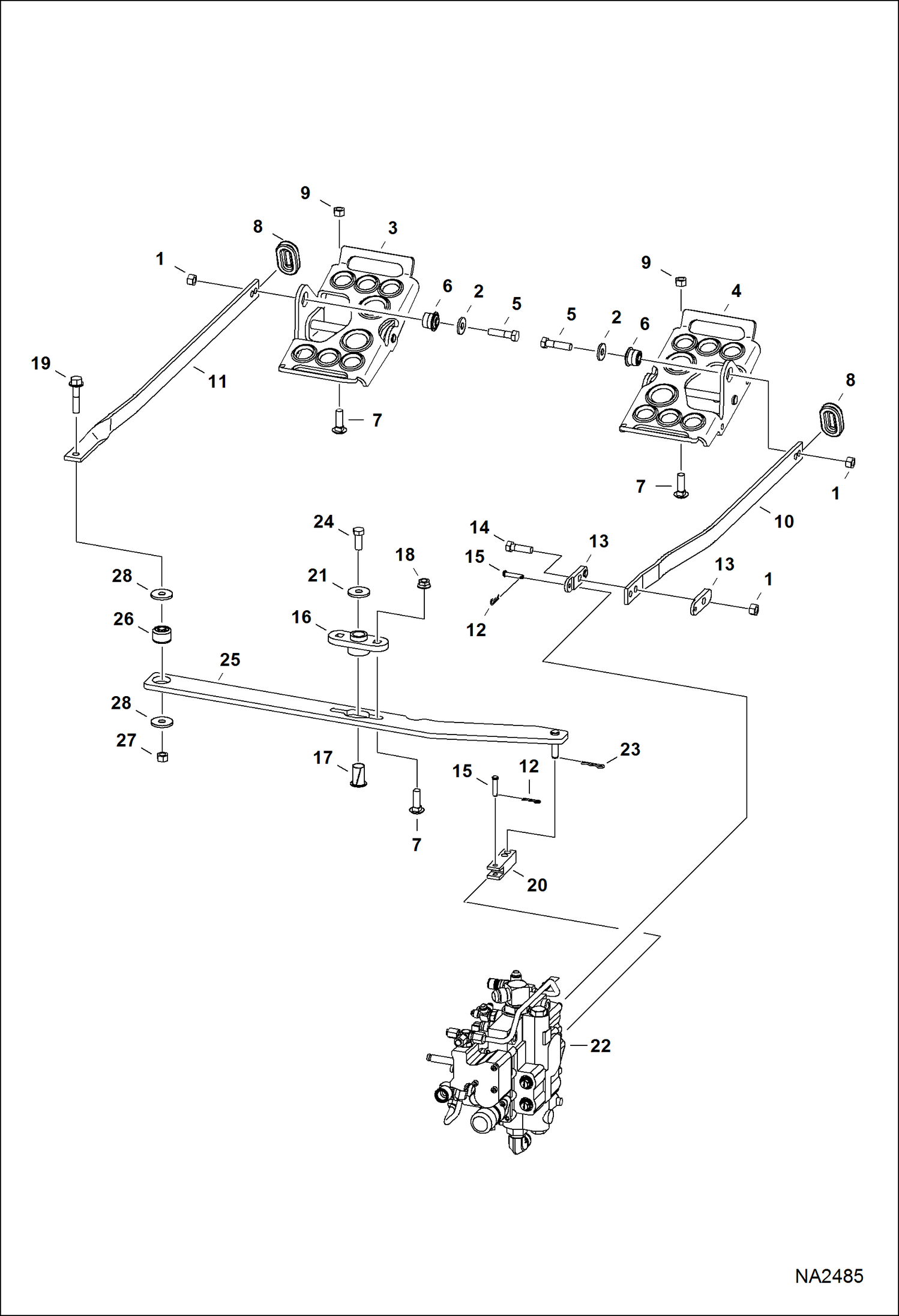 Схема запчастей Bobcat S-Series - CONTROL PEDALS HYDRAULIC SYSTEM