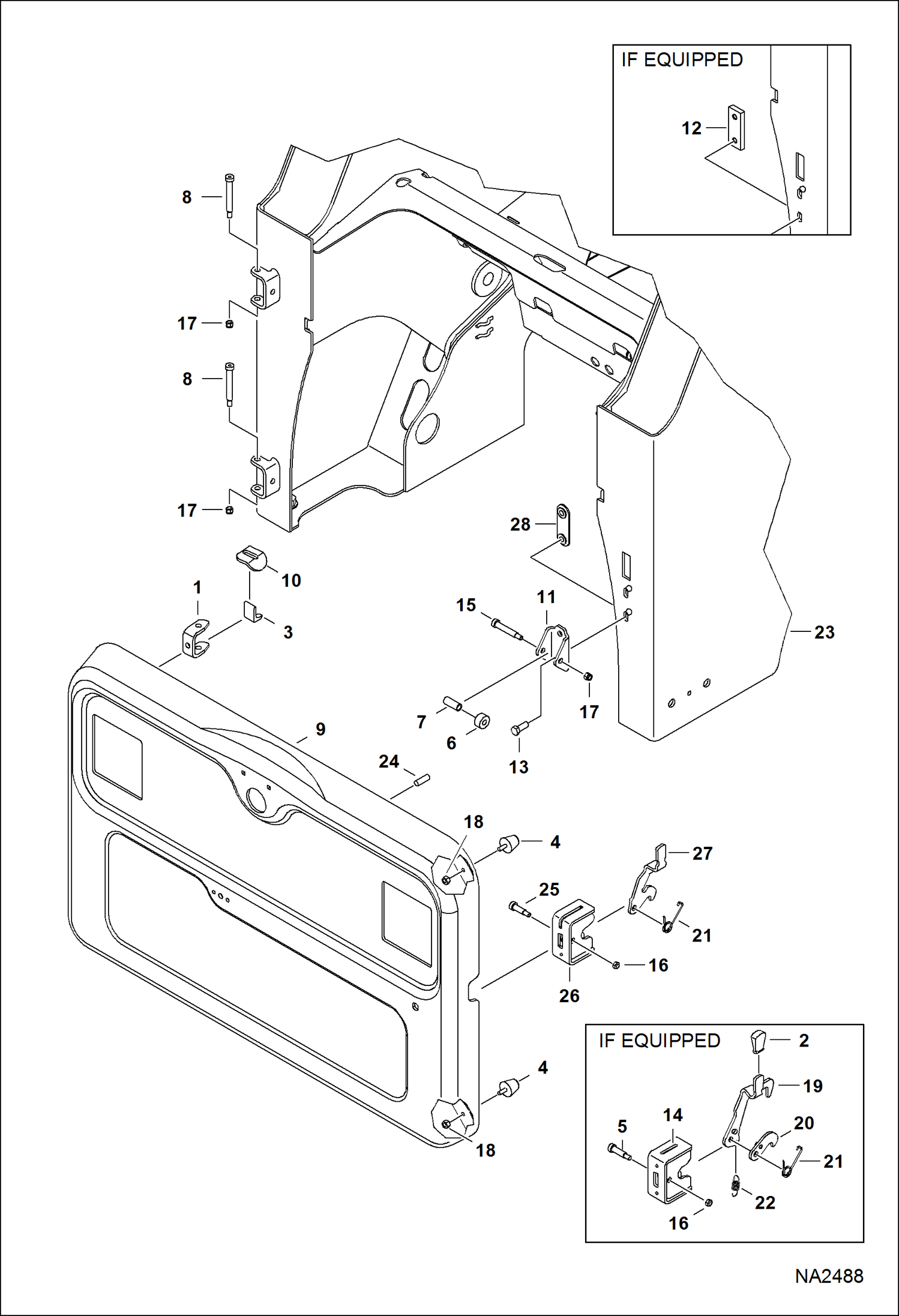 Схема запчастей Bobcat A-Series - REAR DOOR MAIN FRAME