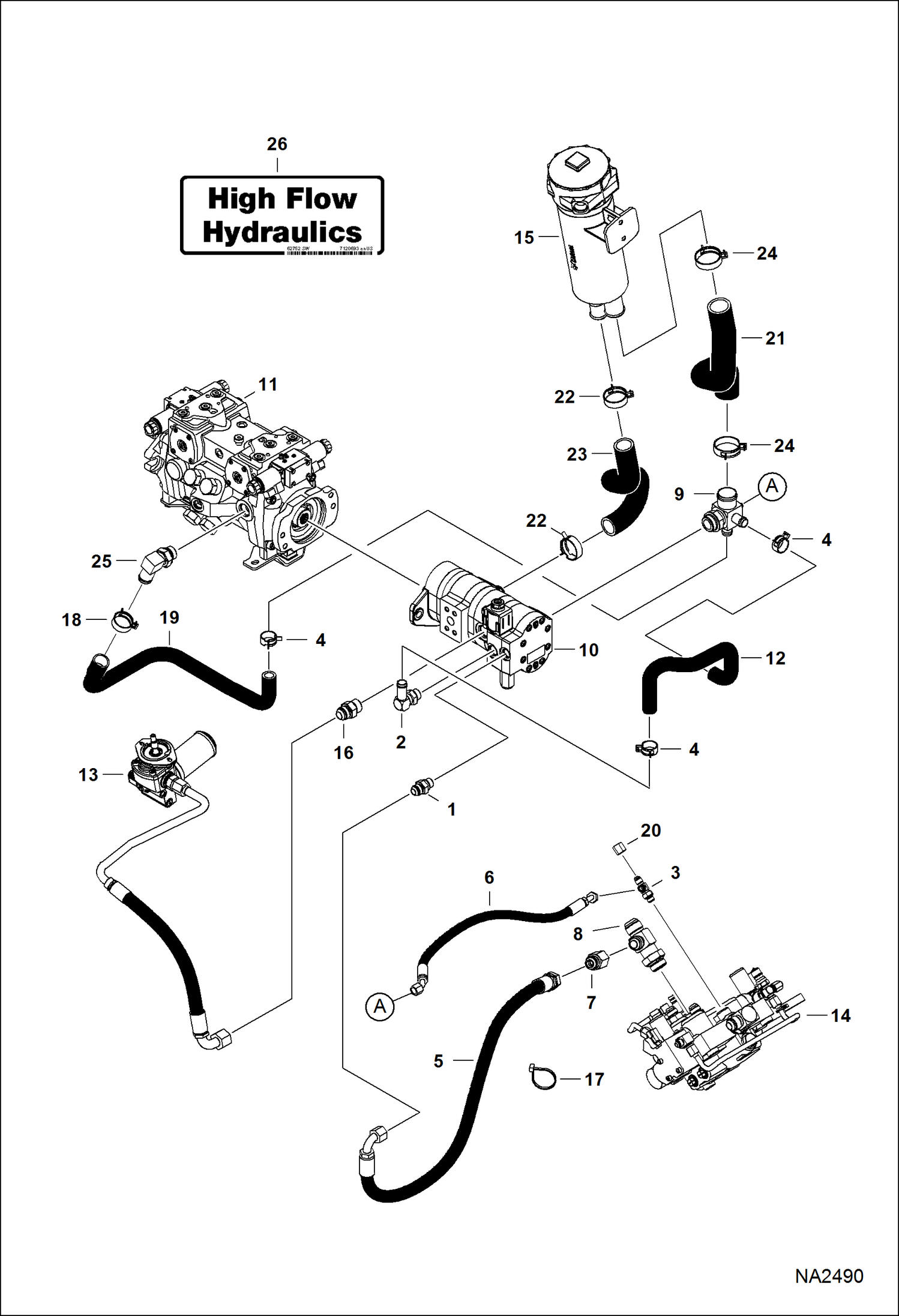 Схема запчастей Bobcat S-Series - HIGH FLOW HYDRAULICS HIGH FLOW HYDRAULICS