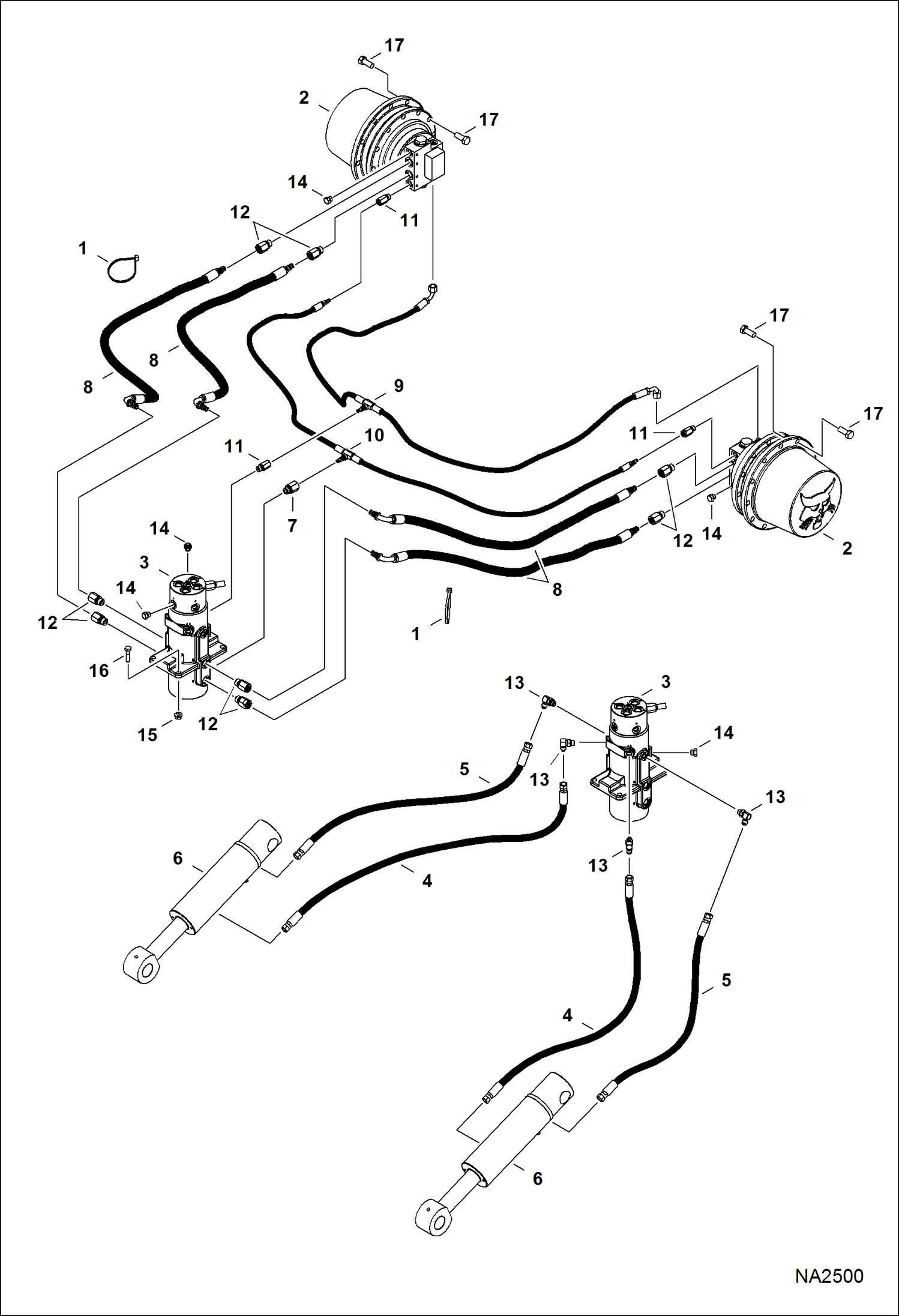 Схема запчастей Bobcat 337 - HYDRAULIC CIRCUITRY (Lower)(W/O Angle Blade) (S/N AAC811645 & Above, A9W711152 & Above, A9W911262 & Above) HYDRAULIC SYSTEM