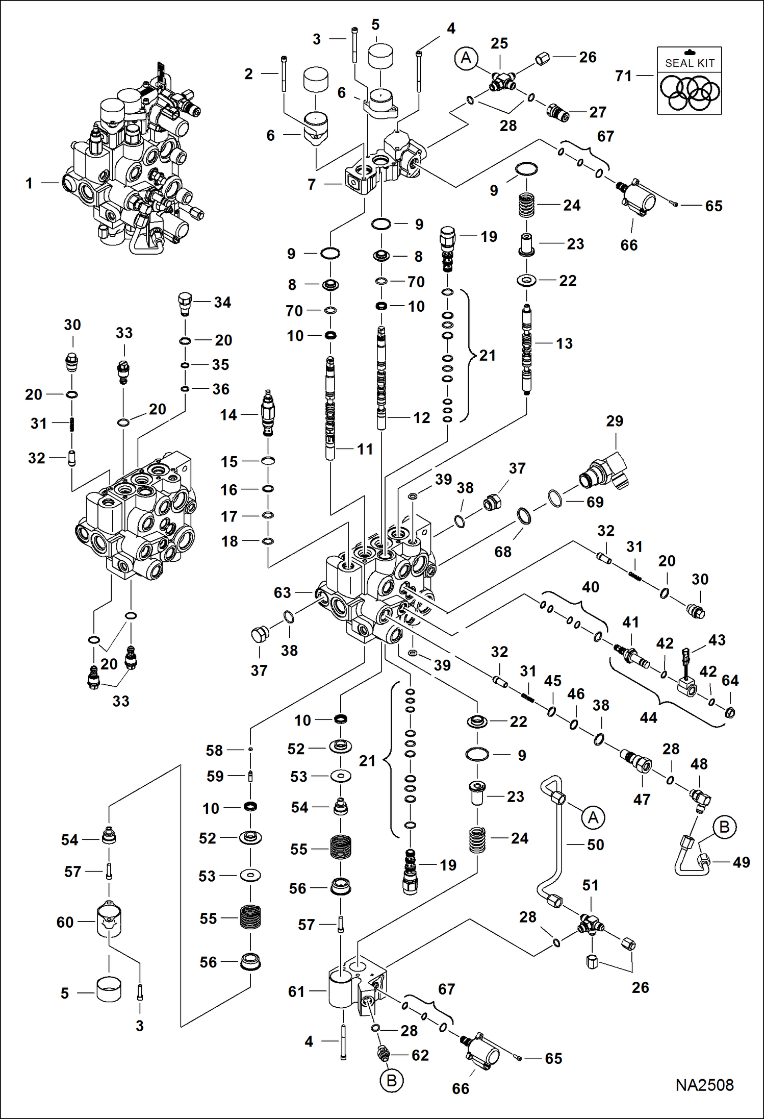 Схема запчастей Bobcat A-Series - HYDRAULIC CONTROL VALVE (S/N A5GW35001 & Above, A5GY35001 & Above) HYDRAULIC SYSTEM