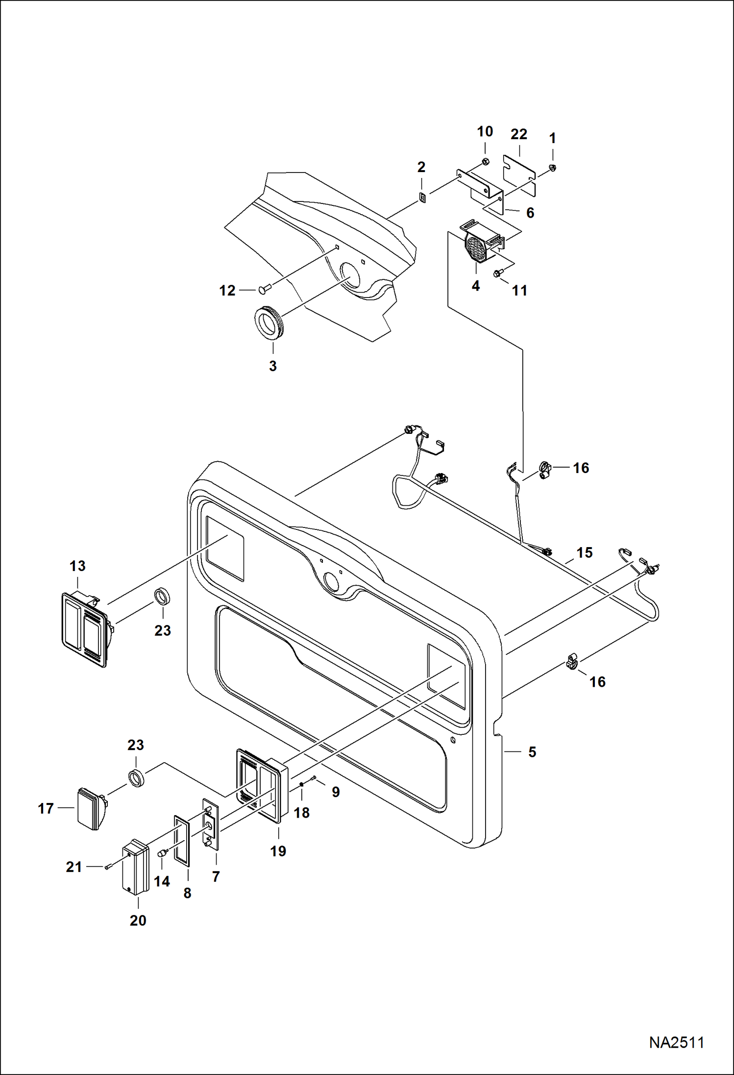 Схема запчастей Bobcat A-Series - ENGINE ELECTRICAL CIRCUITRY (Rear Lights & Back-up Alarm) ELECTRICAL SYSTEM