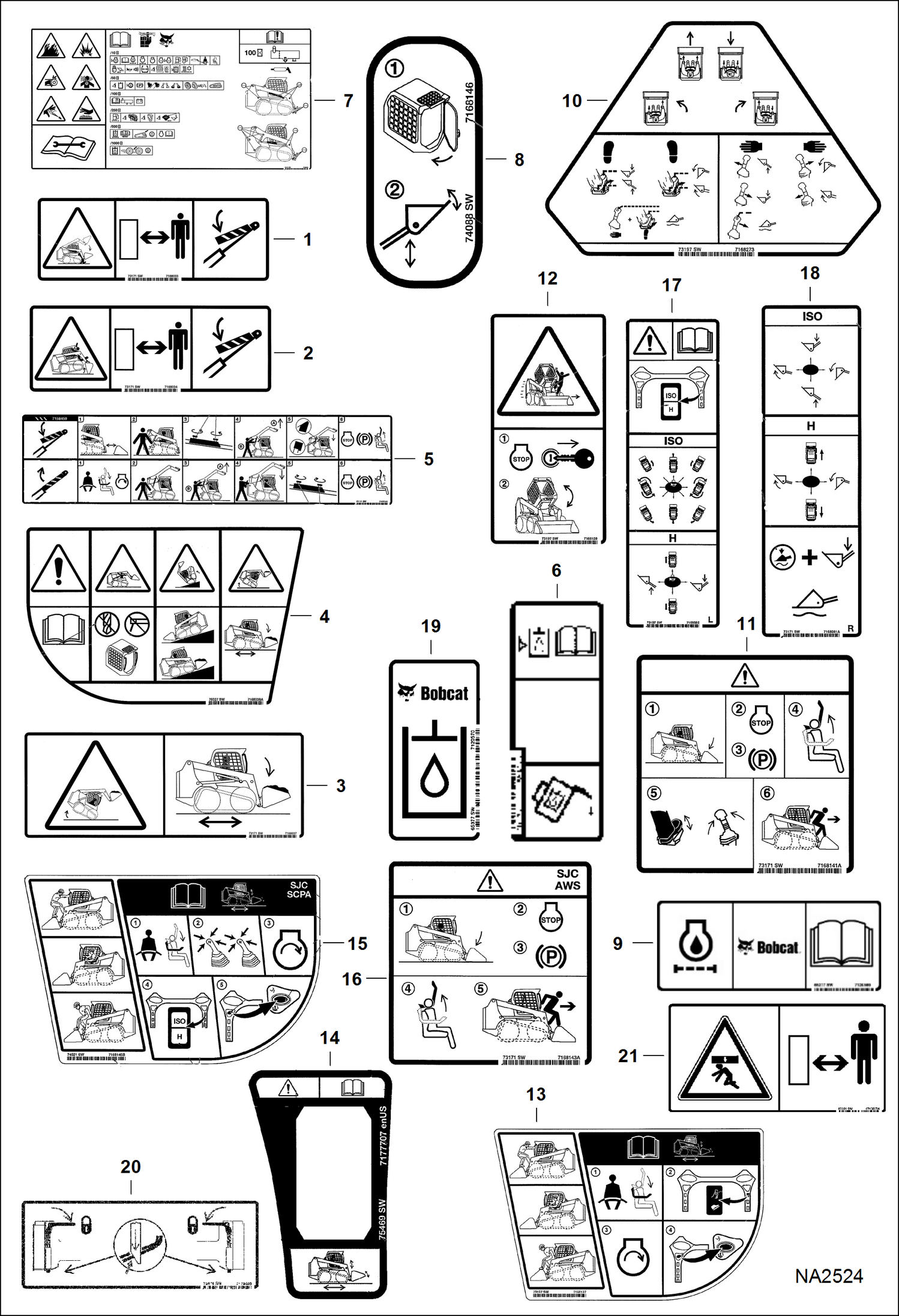 Схема запчастей Bobcat T-Series - DECALS (EMEA) ACCESSORIES & OPTIONS