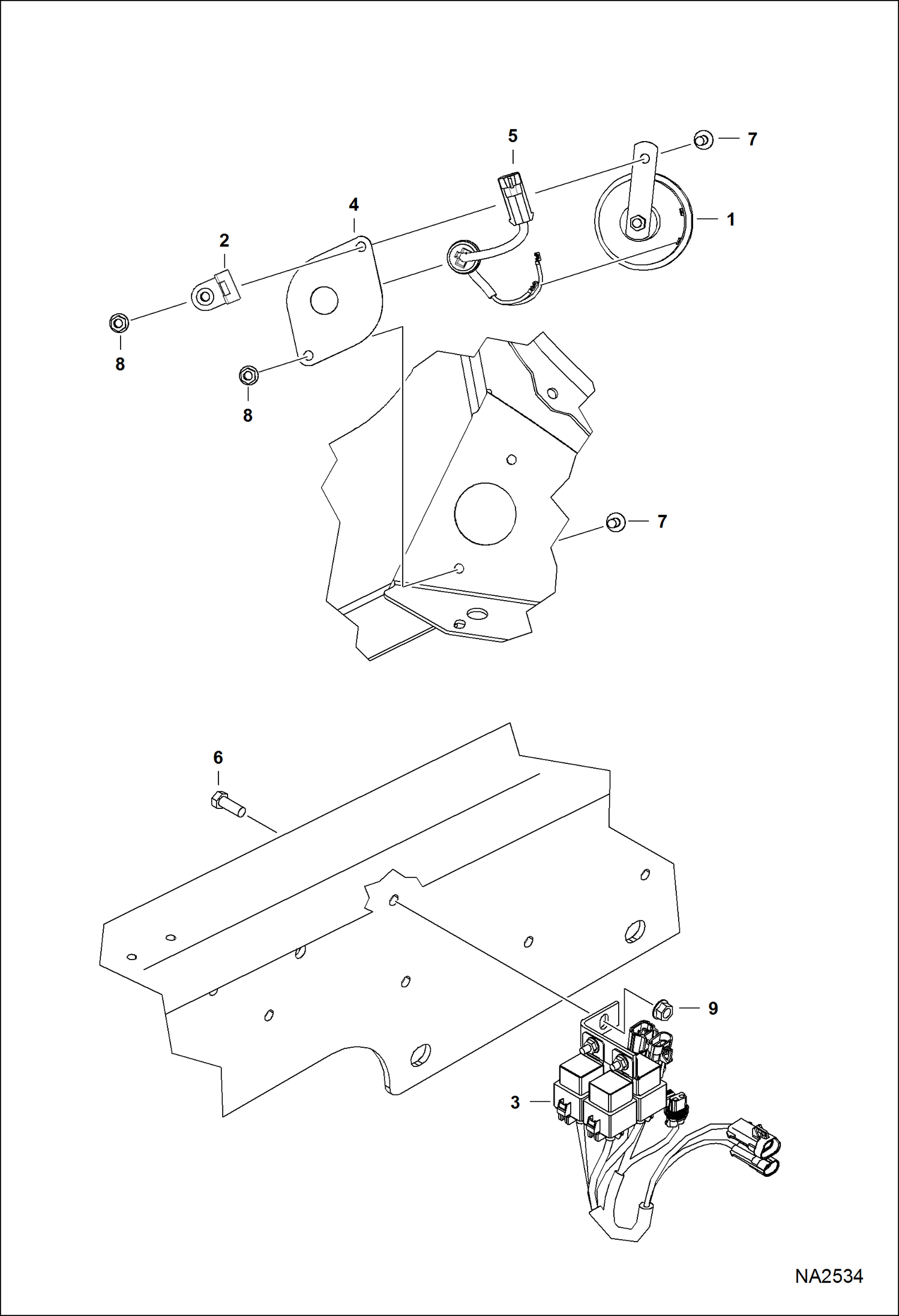 Схема запчастей Bobcat A-Series - EUROPEAN ACCESSORIES (Horn) ACCESSORIES & OPTIONS