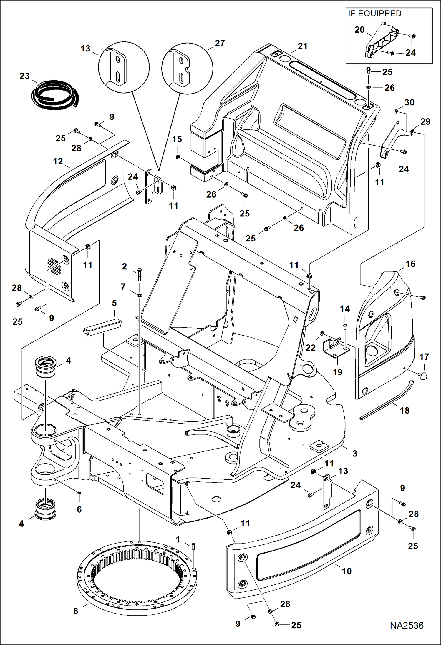 Схема запчастей Bobcat E42 - UPPERSTRUCTURE MAIN FRAME