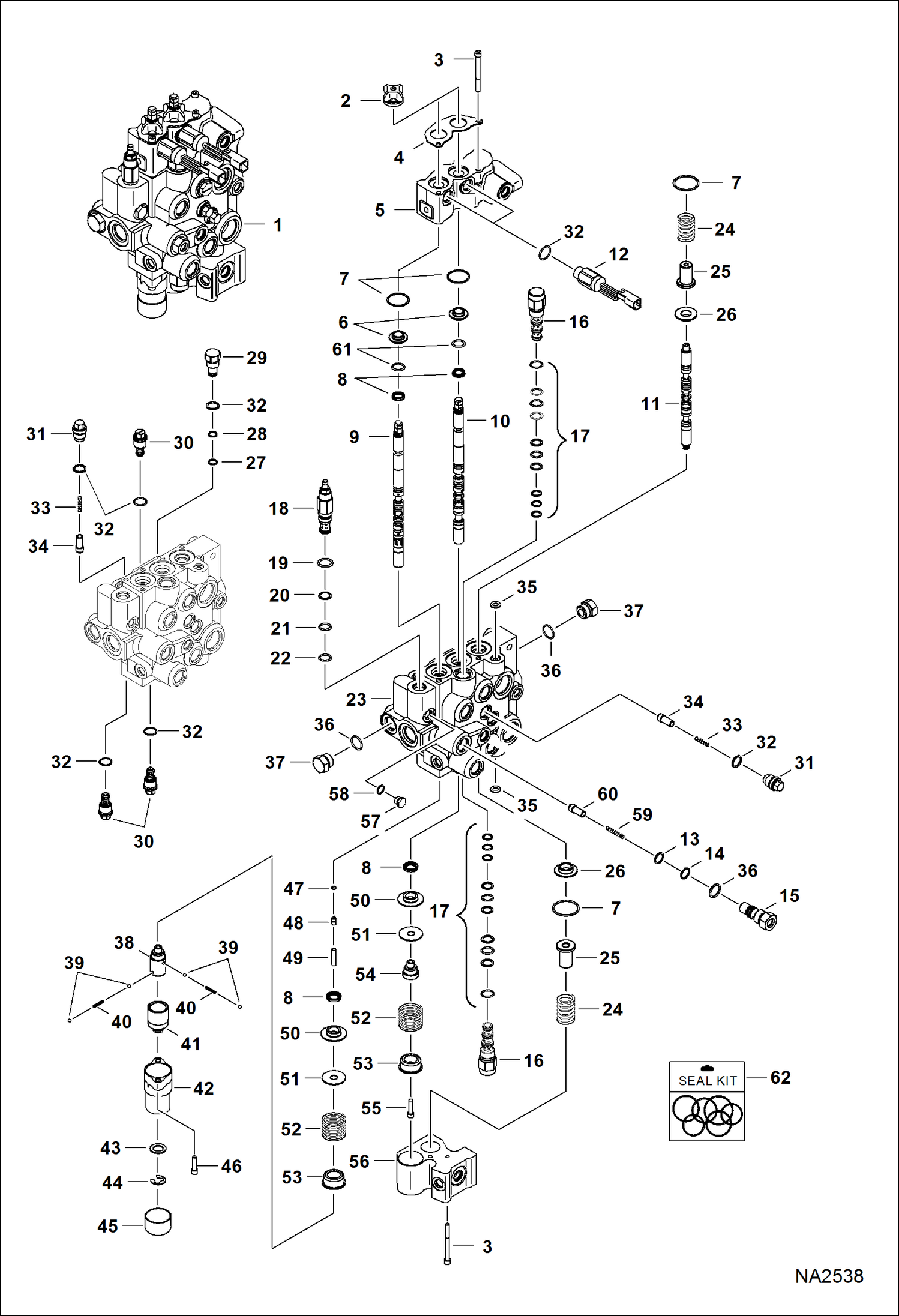 Схема запчастей Bobcat S-Series - HYDRAULIC CONTROL VALVE (Spool Lock) (Service Valve) HYDRAULIC SYSTEM