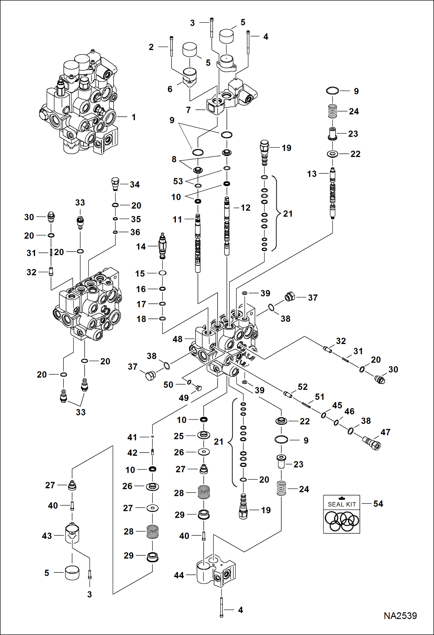 Схема запчастей Bobcat A-Series - HYDRAULIC CONTROL VALVE (Service Valve) (S/N 526412000, 526512000 & Above) HYDRAULIC SYSTEM