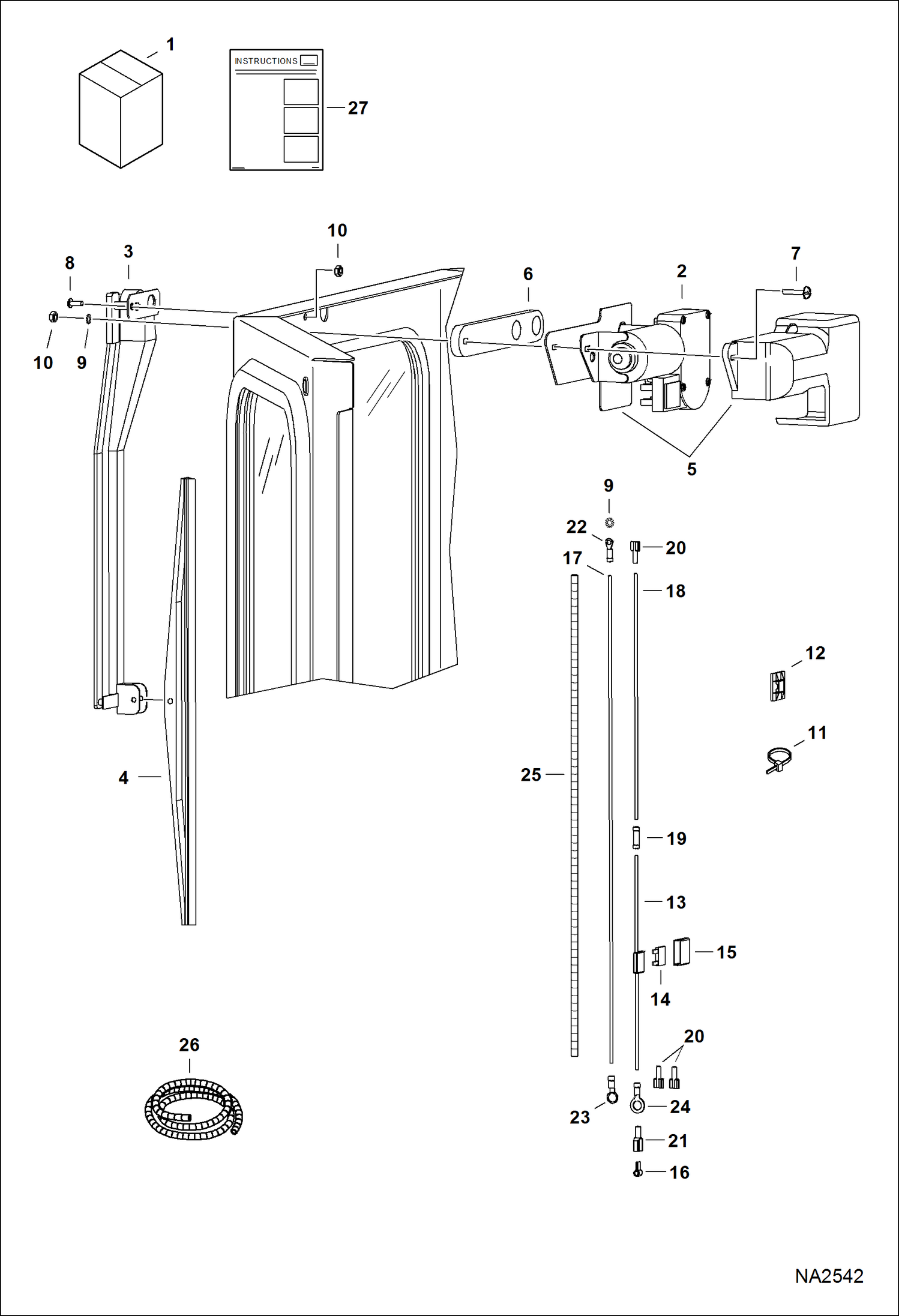 Схема запчастей Bobcat CT225 - CAB REAR WIPER KIT (W/Rear Corner Windows) ACCESSORIES & OPTIONS