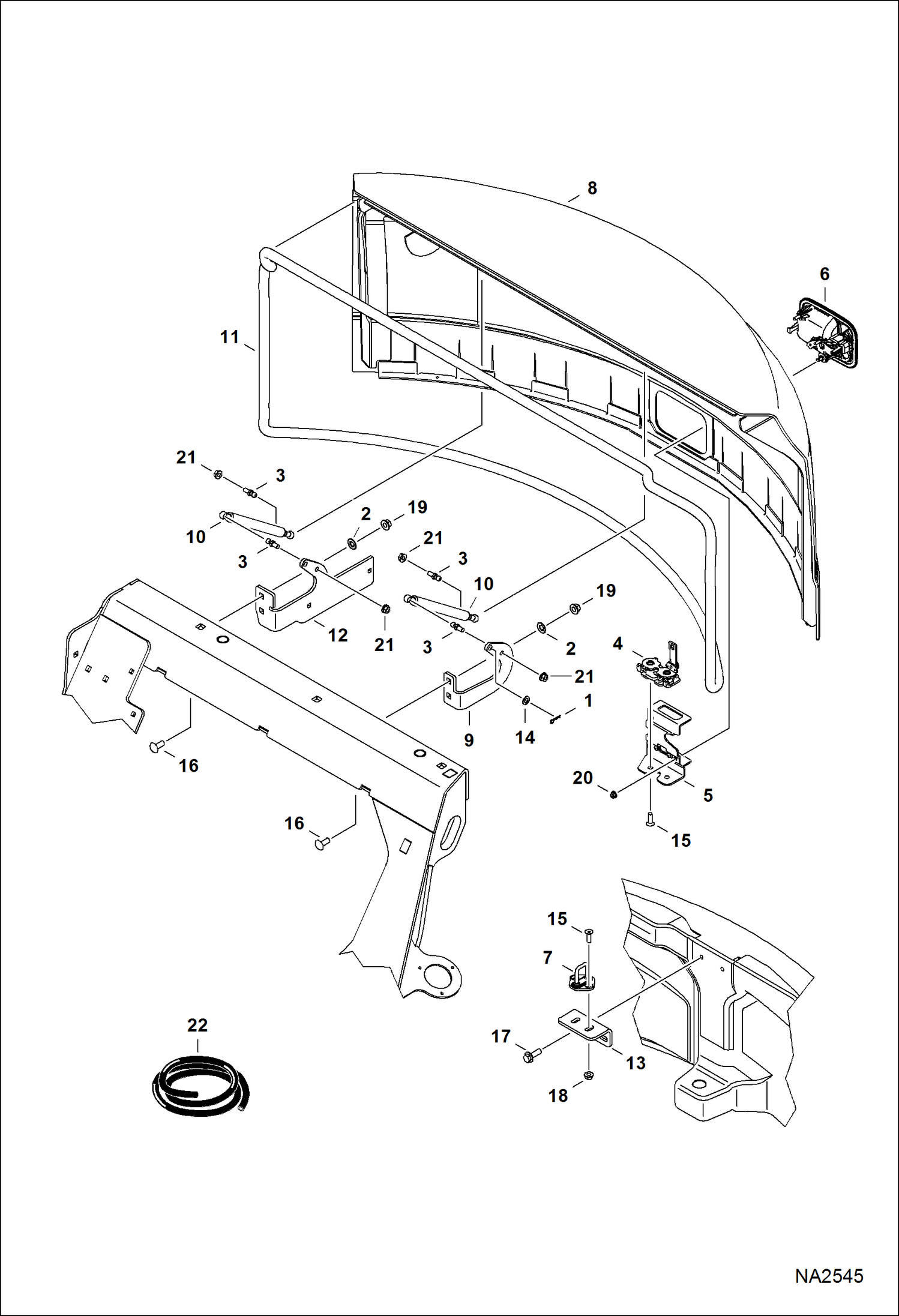 Схема запчастей Bobcat E42 - REAR DOOR MAIN FRAME