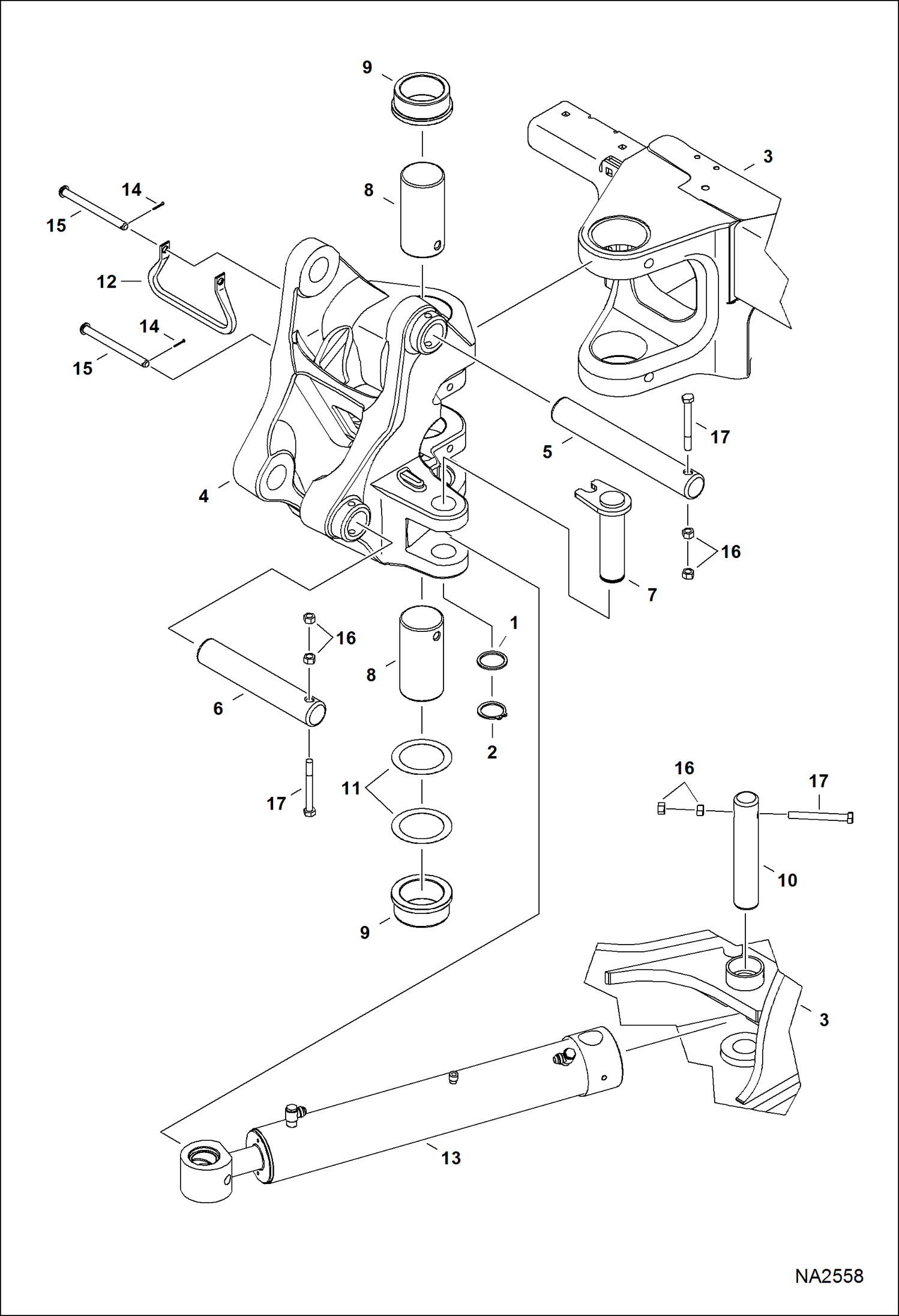 Схема запчастей Bobcat E42 - BOOM SWING FRAME WORK EQUIPMENT