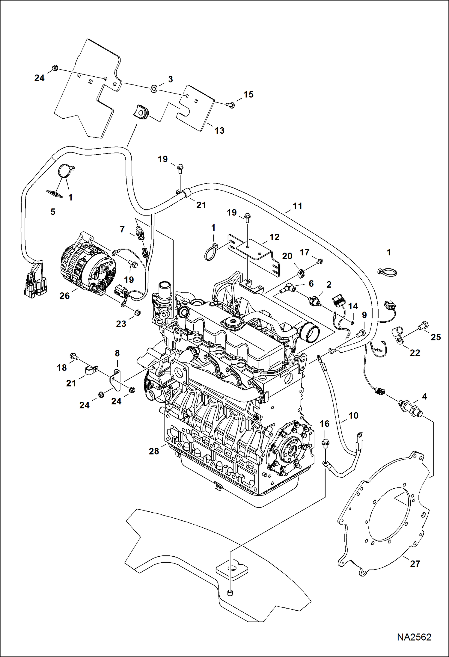 Схема запчастей Bobcat E42 - ENGINE ELECTRICAL CIRCUITRY ELECTRICAL SYSTEM