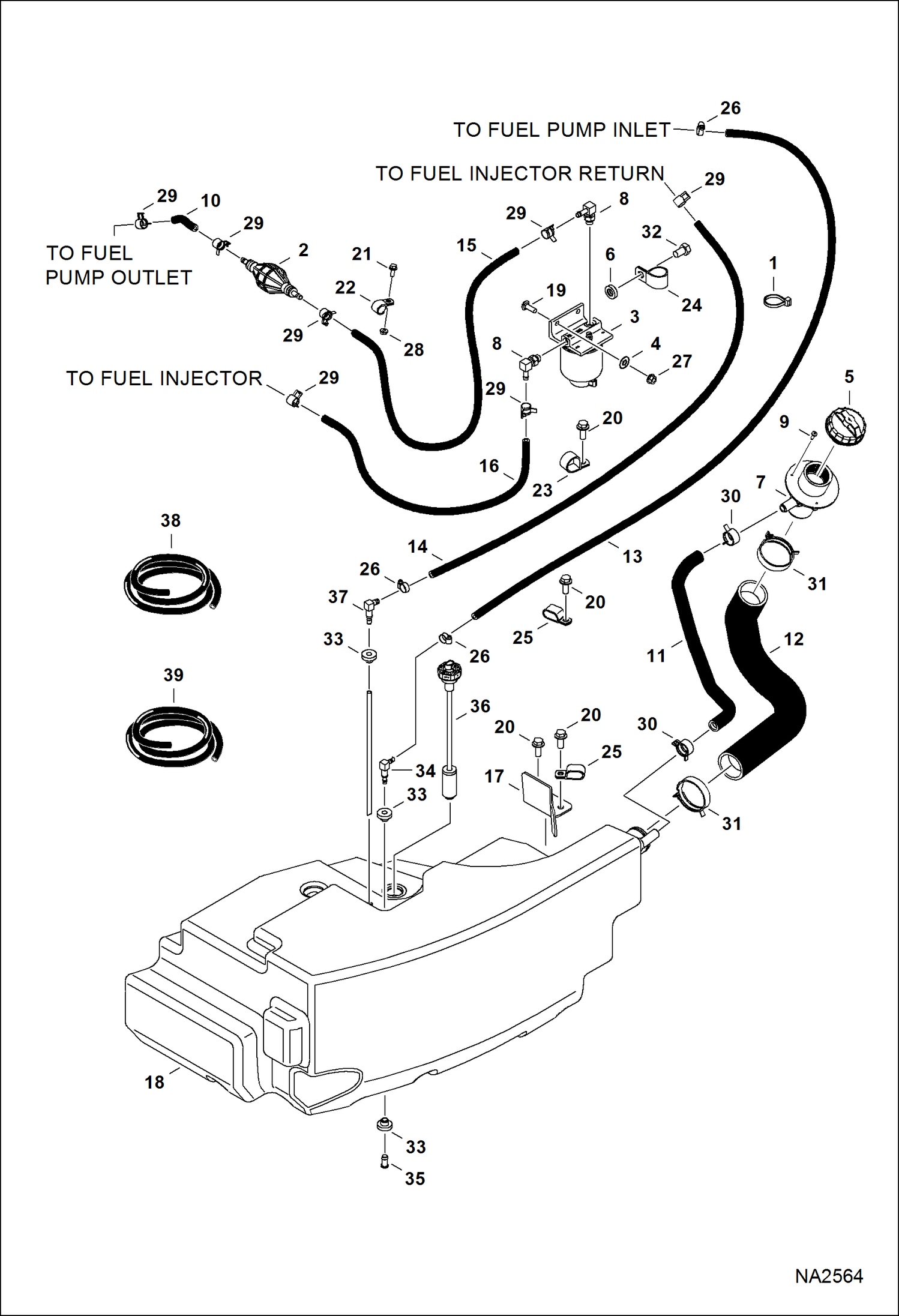 Схема запчастей Bobcat E42 - ENGINE & ATTACHING PARTS (Fuel System) POWER UNIT