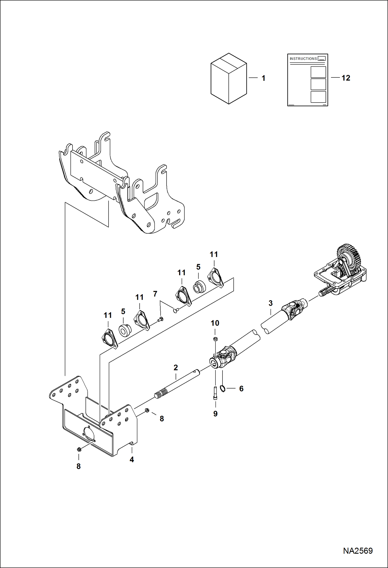 Схема запчастей Bobcat SNOWBLOWER - SNOWBLOWER (Front PTO Kit) (FCTSB72 AJGY) Компактные тракторы