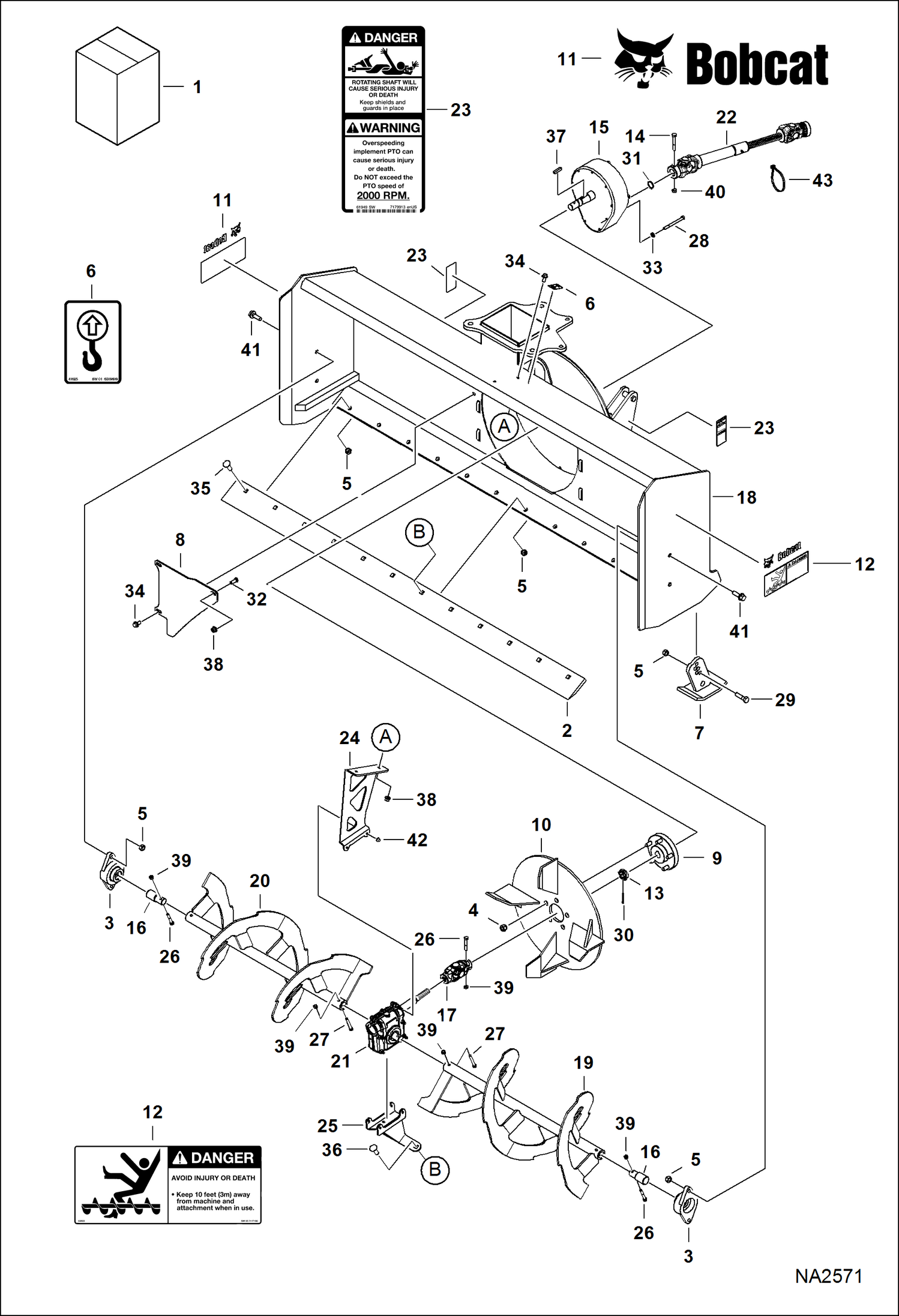 Схема запчастей Bobcat SNOWBLOWER - SNOWBLOWER (Main Frame) (FCTSB72 AJGY) Компактные тракторы